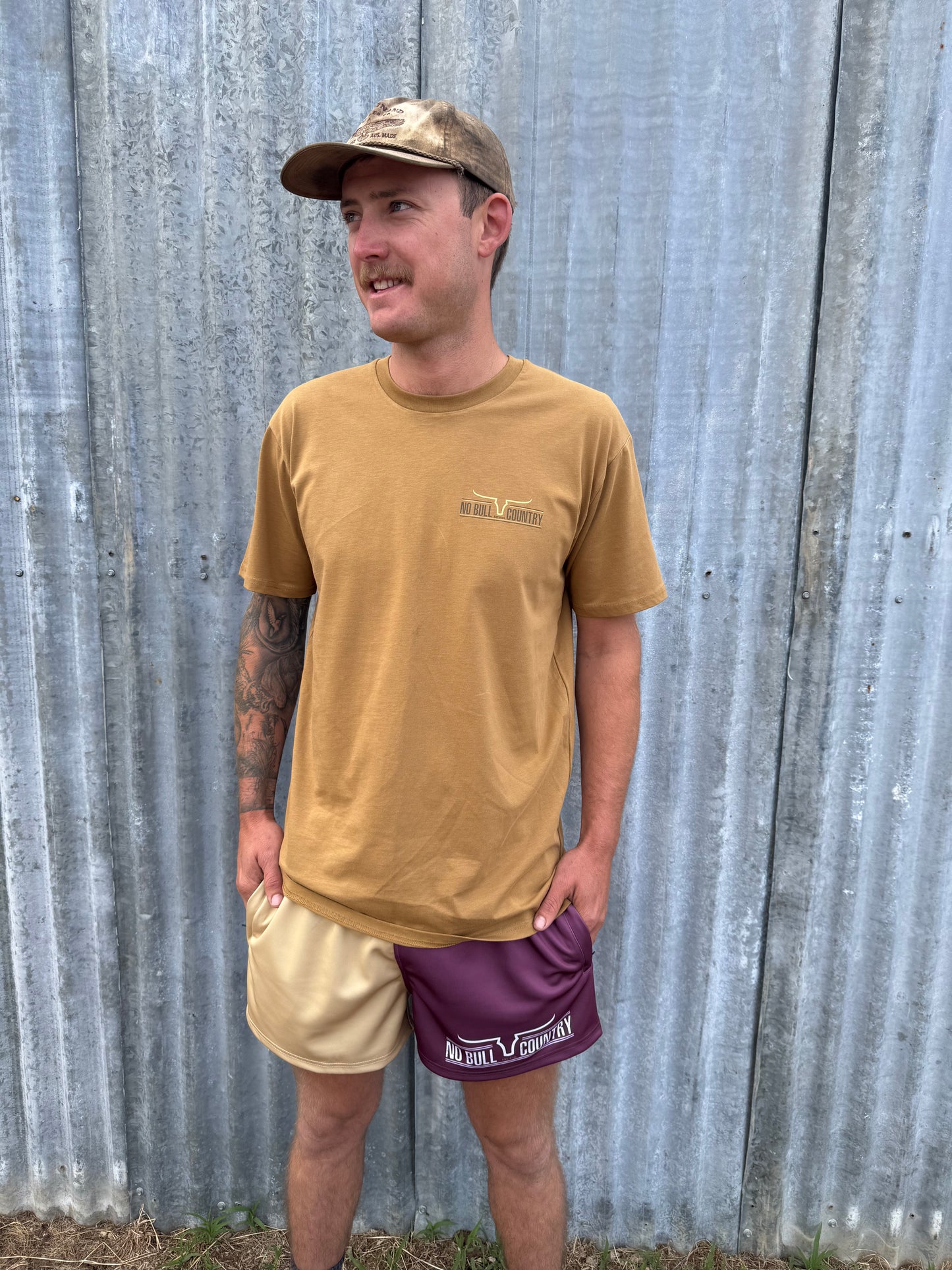 Maroon/Sand Footy Shorts