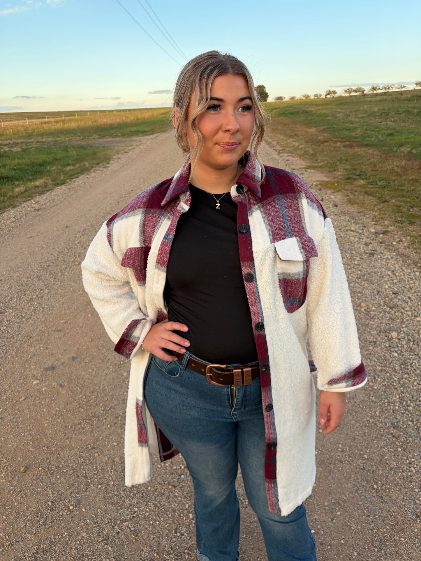 Ella Long Shacket Wine