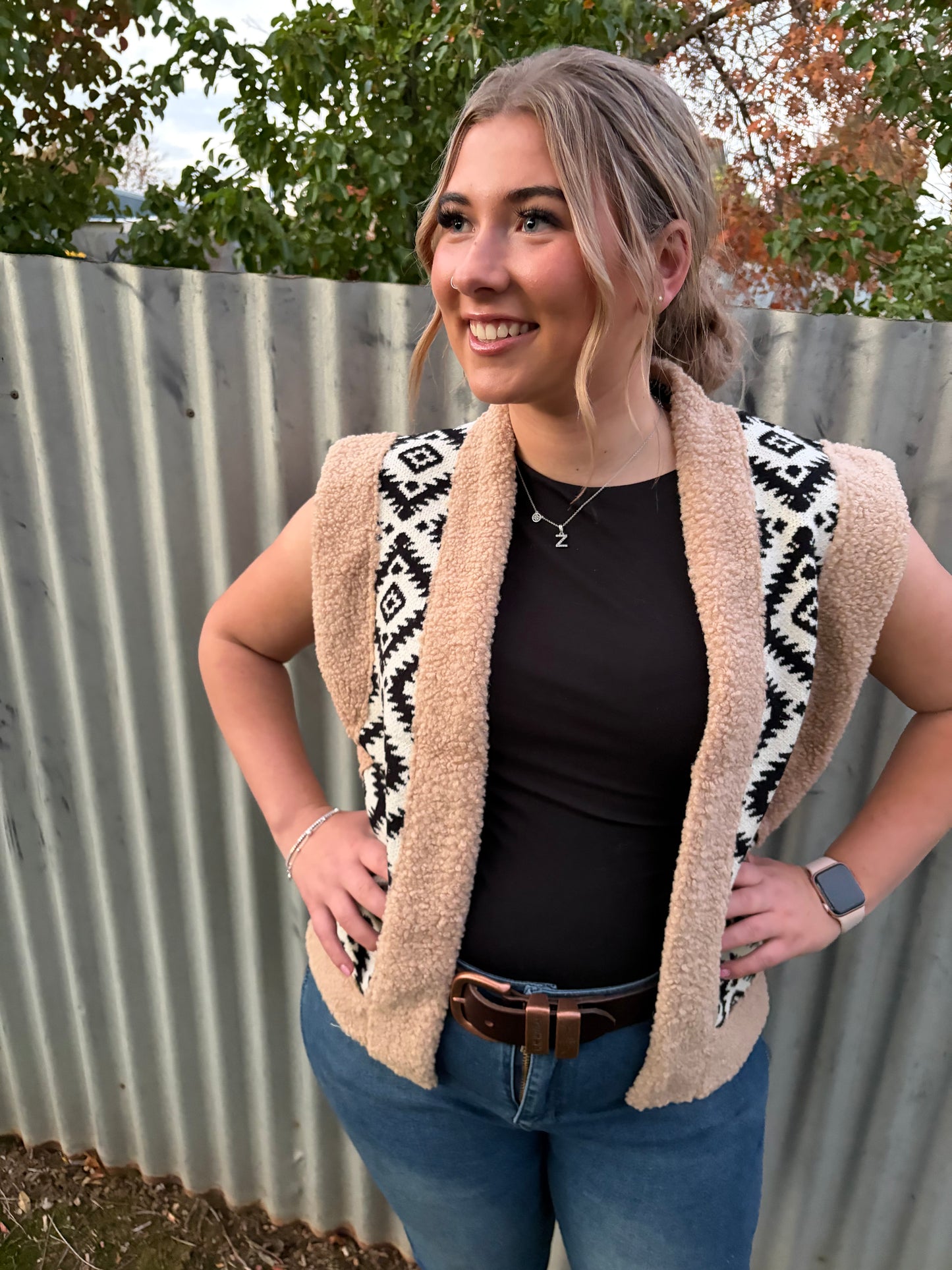 Lainey Aztec Vest Black