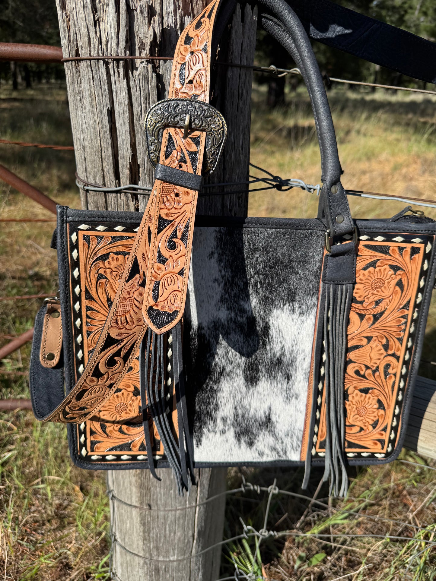 Dallas Tote Bag Cowhide & Leather TB007