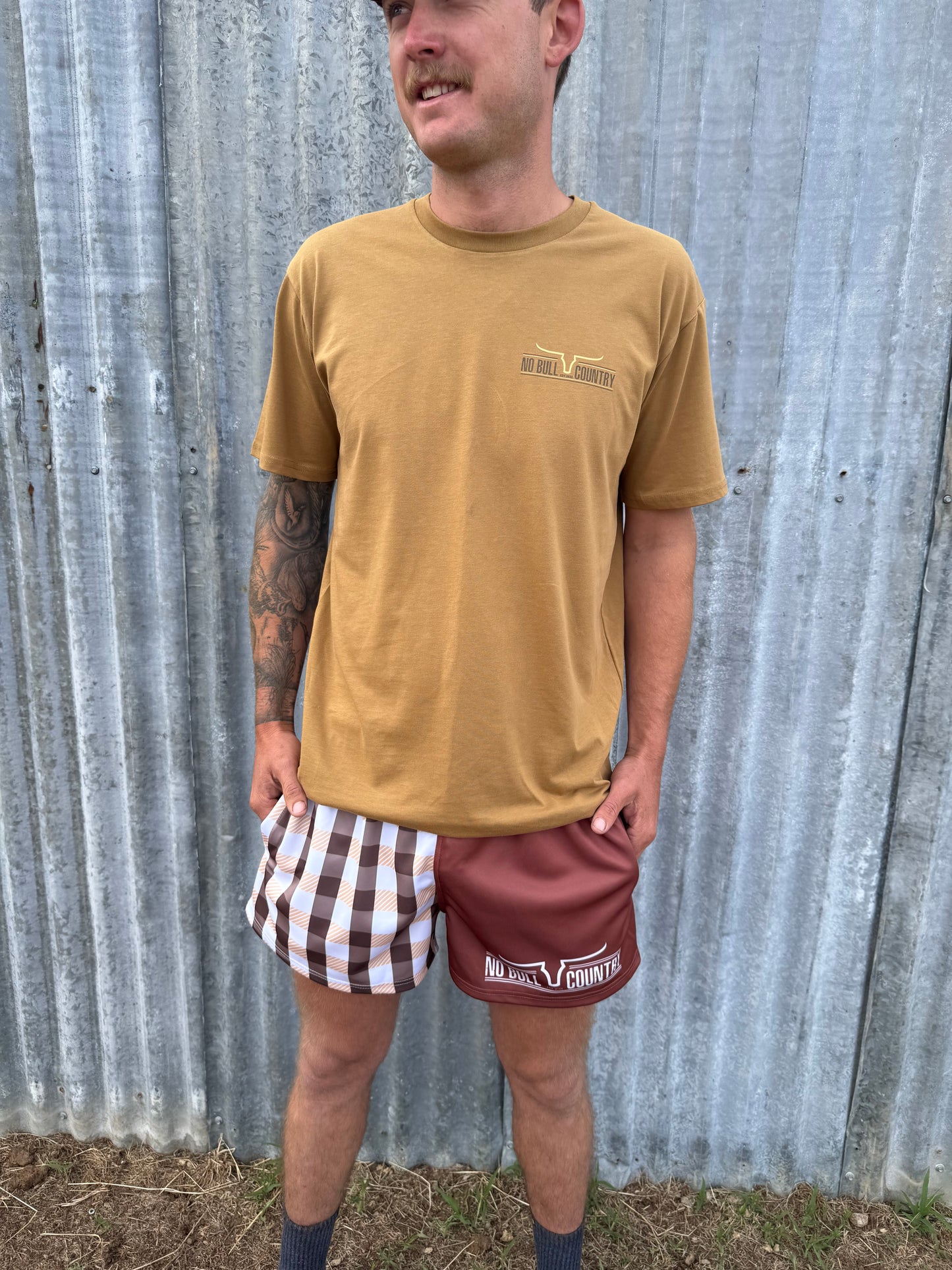 The Bailey Brown & Gingham Check Footy Shorts