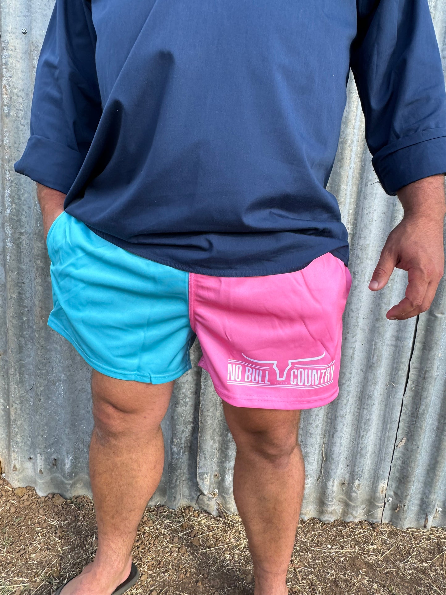 Moolort Footy Shorts Aqua/Pink