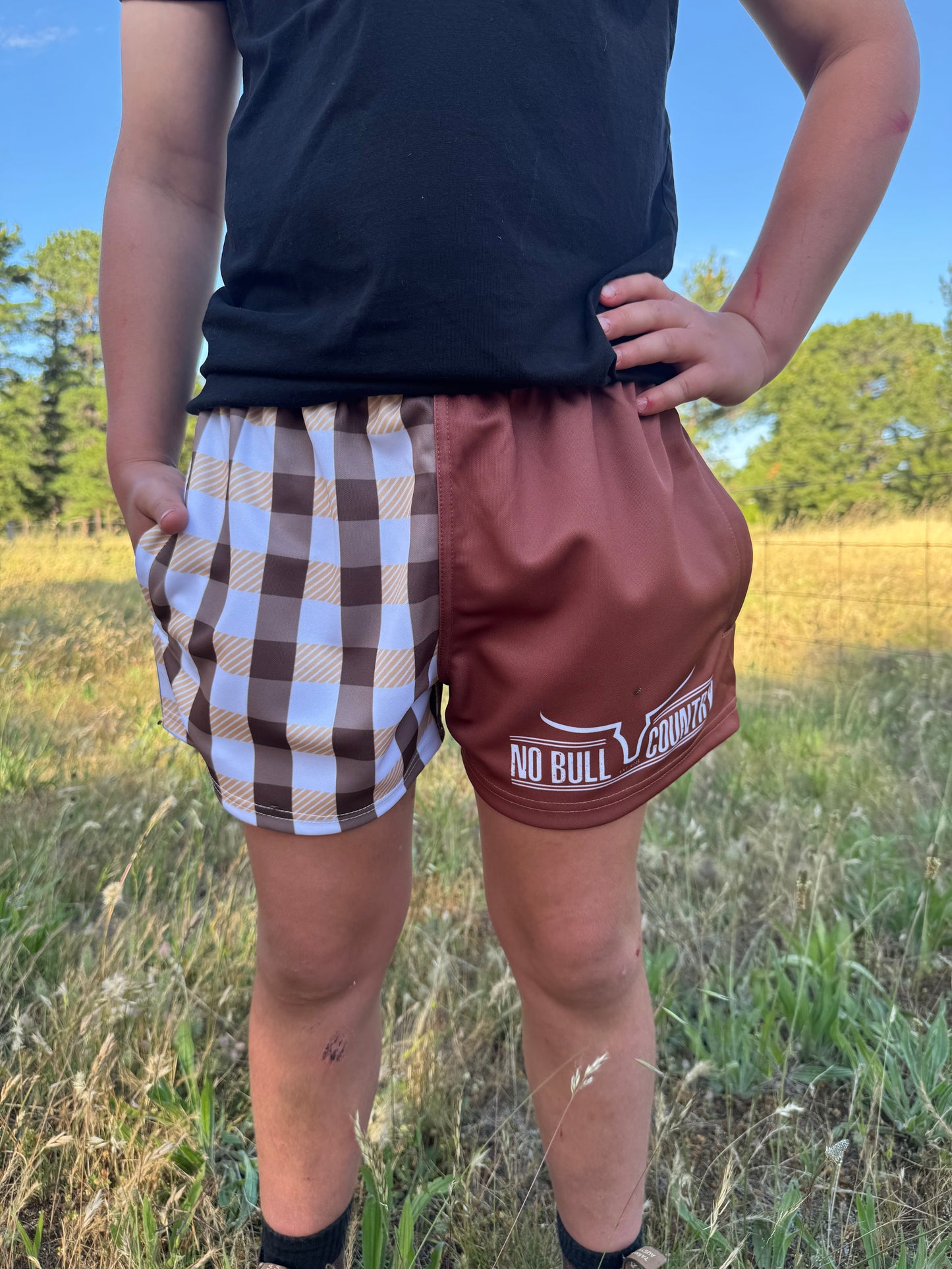 The Bailey Brown & Gingham Check Footy Shorts