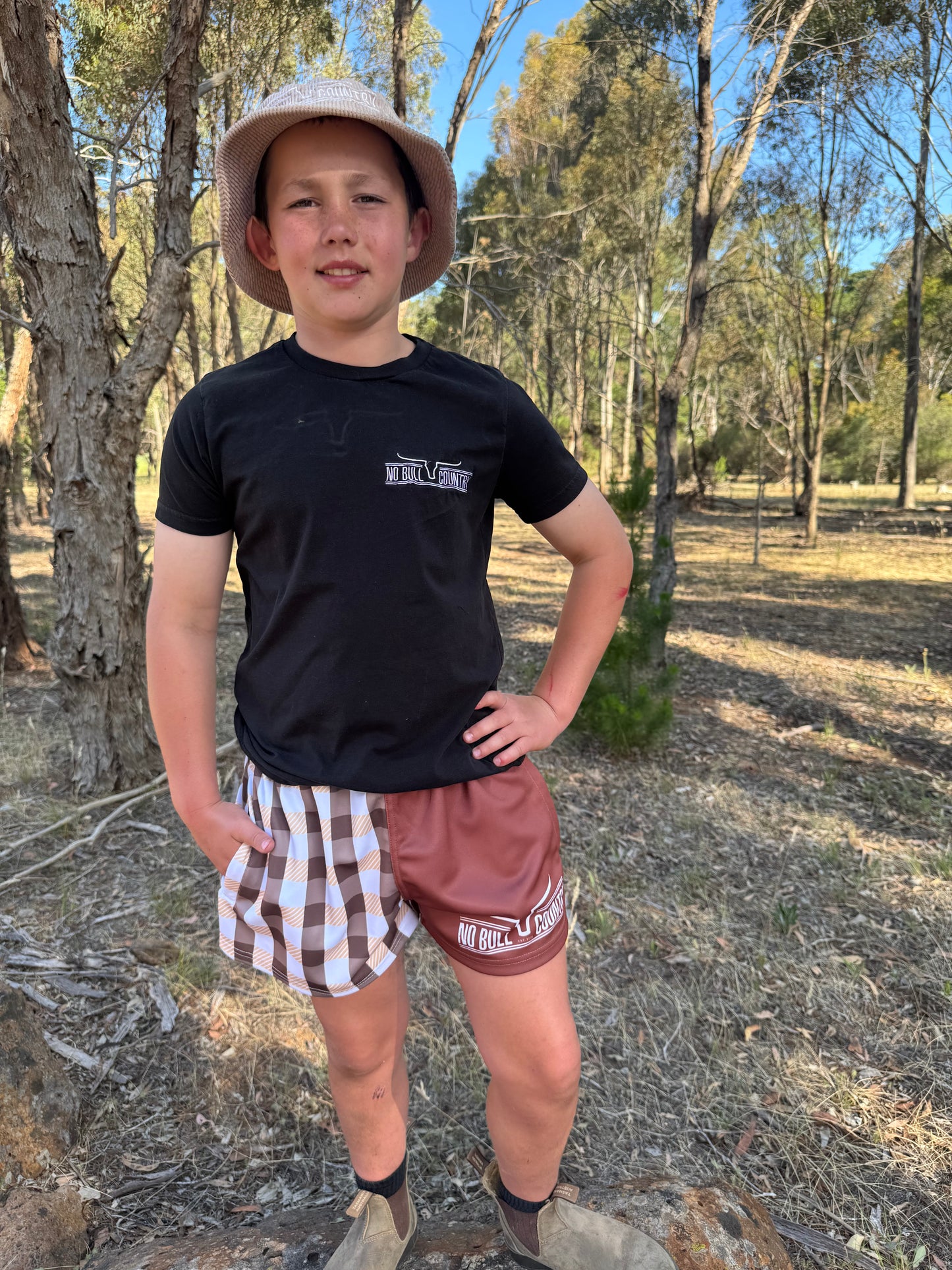 The Bailey Brown & Gingham Check Footy Shorts