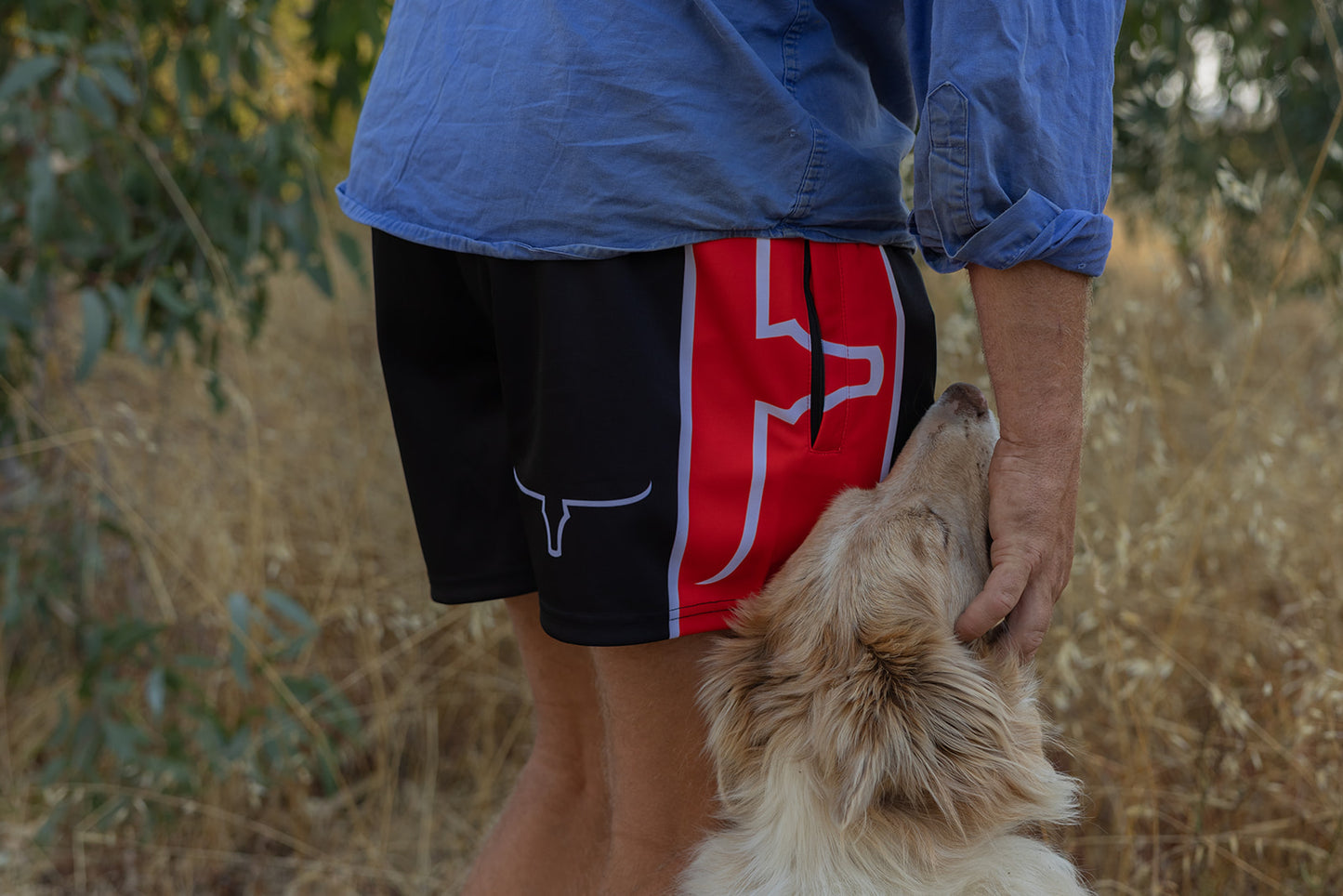 Moolort Footy Shorts Red/Black White