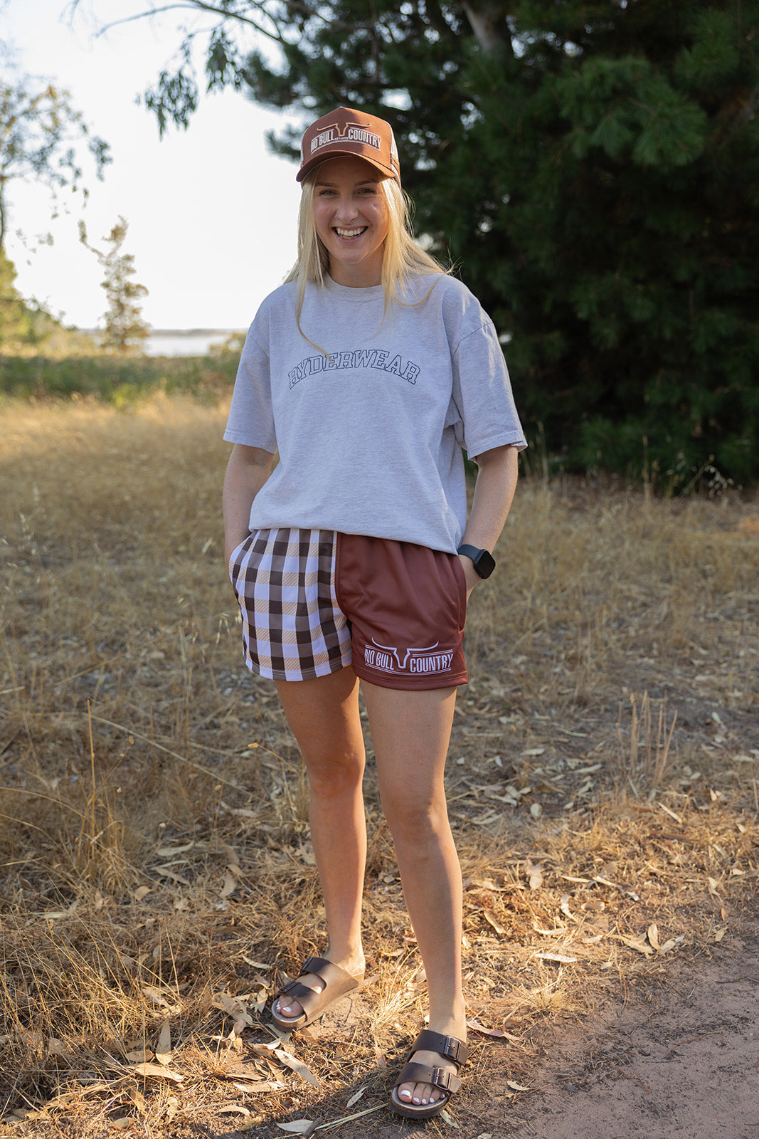 The Moolort Brown & Gingham Check Footy Shorts
