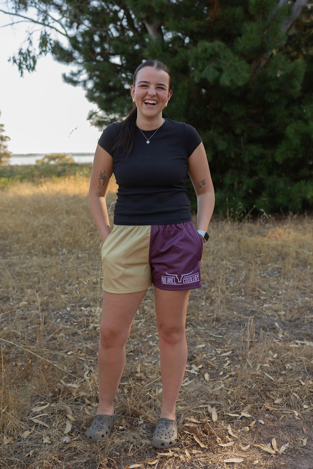 Maroon/Sand Footy Shorts