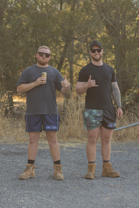 Moolort Footy Shorts Navy Striped