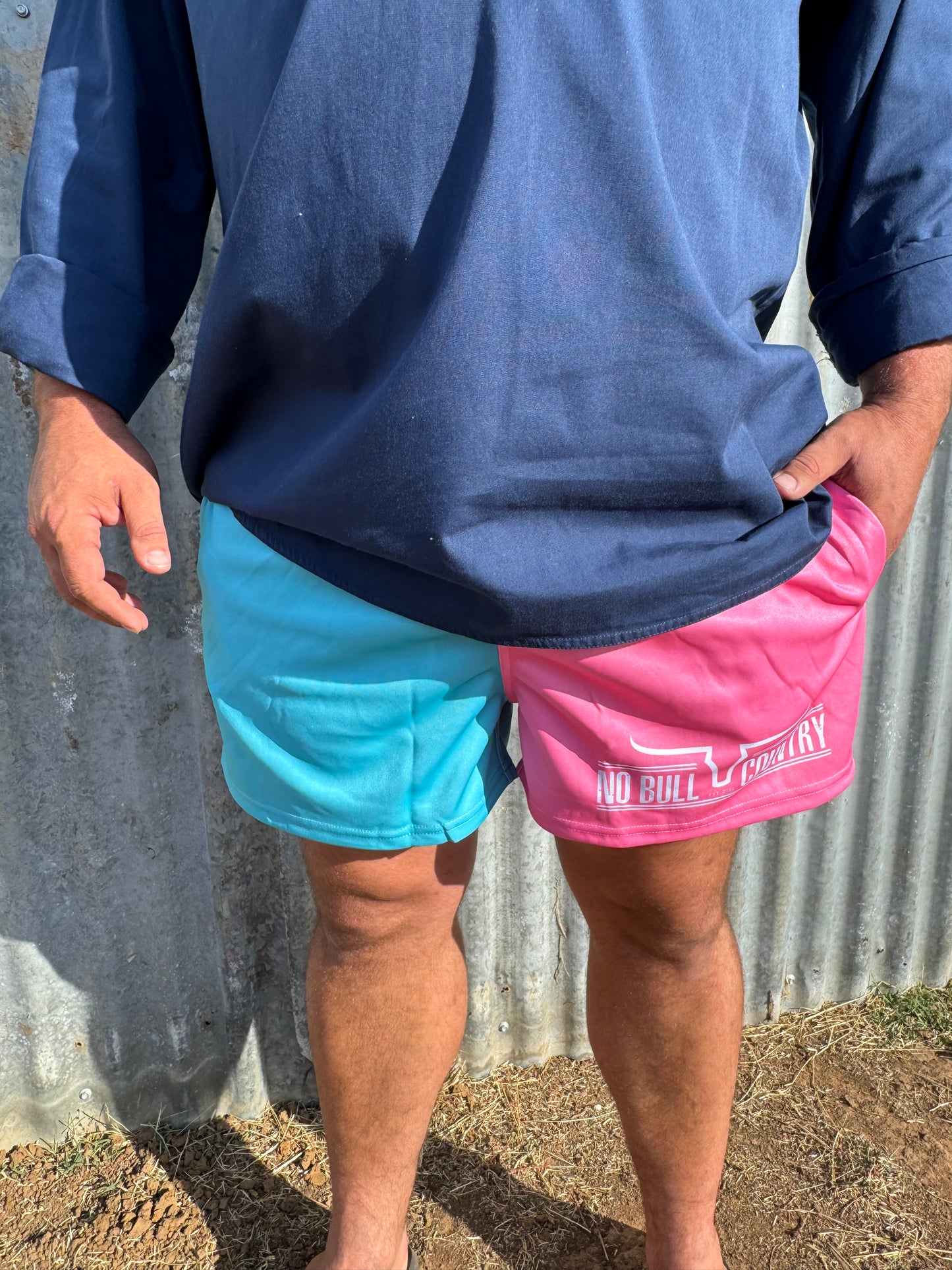 Moolort Footy Shorts Aqua/Pink