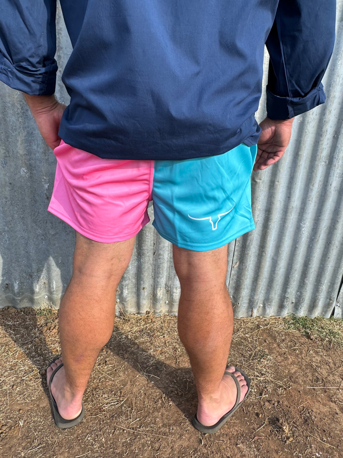 Moolort Footy Shorts Aqua/Pink