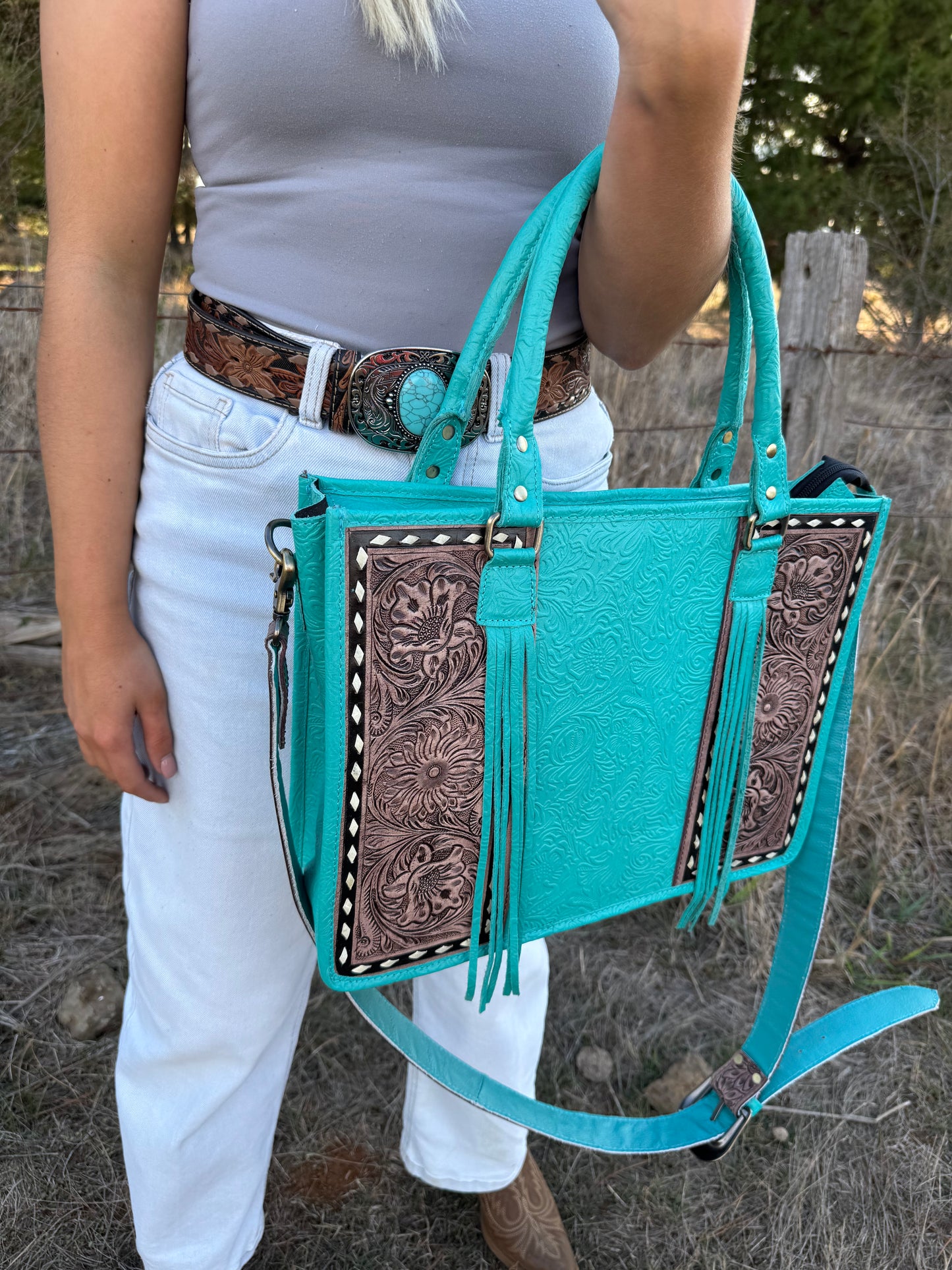 Ainsley Aqua Tote Bag