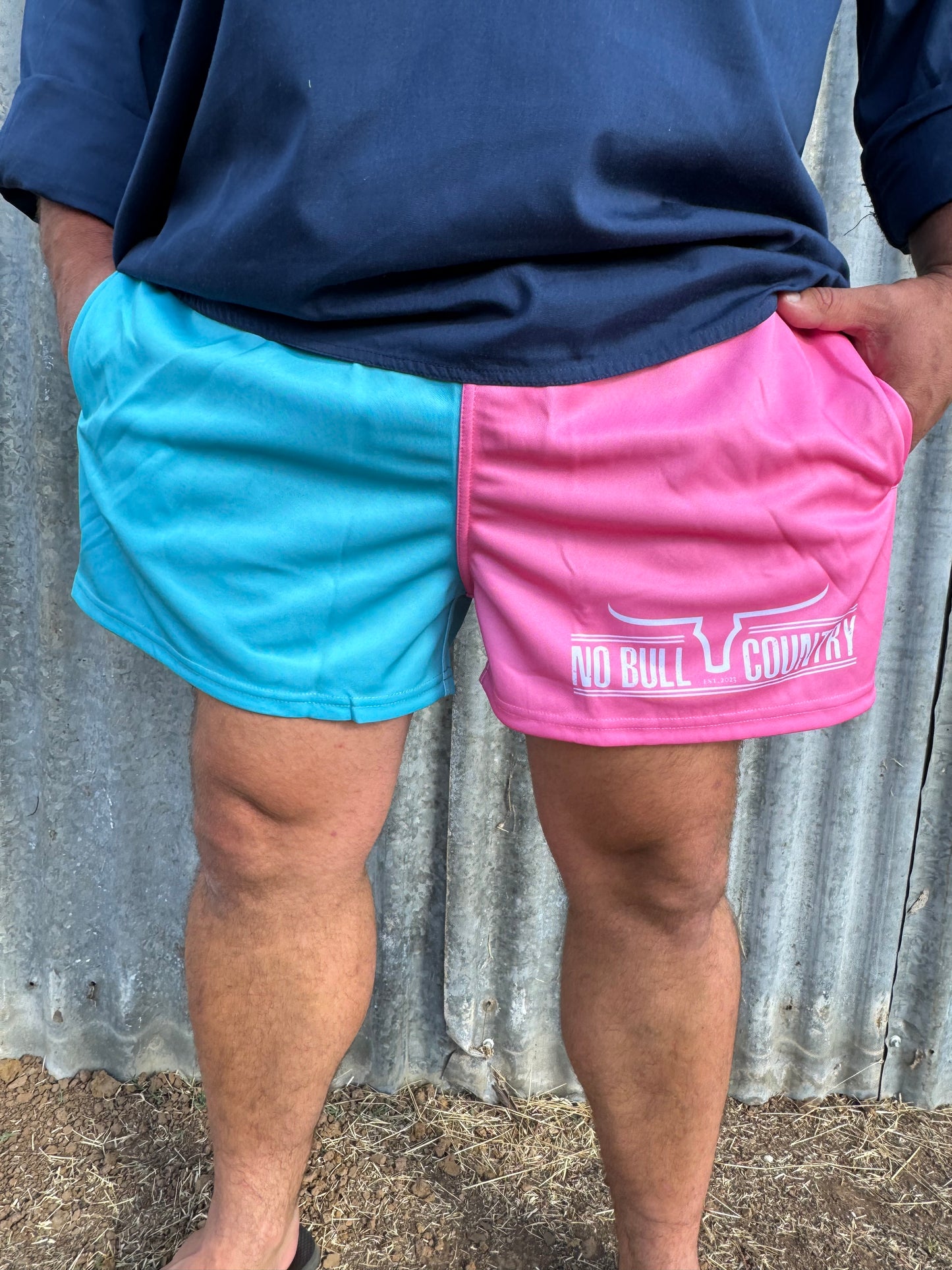 Moolort Footy Shorts Aqua/Pink