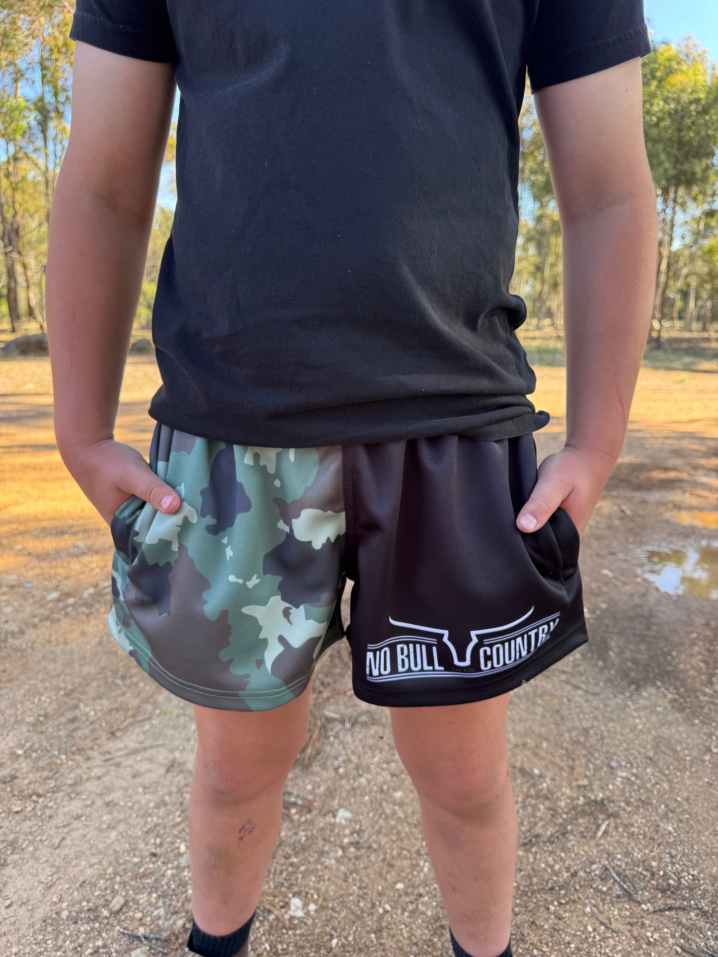 Camo/Black Footy Shorts