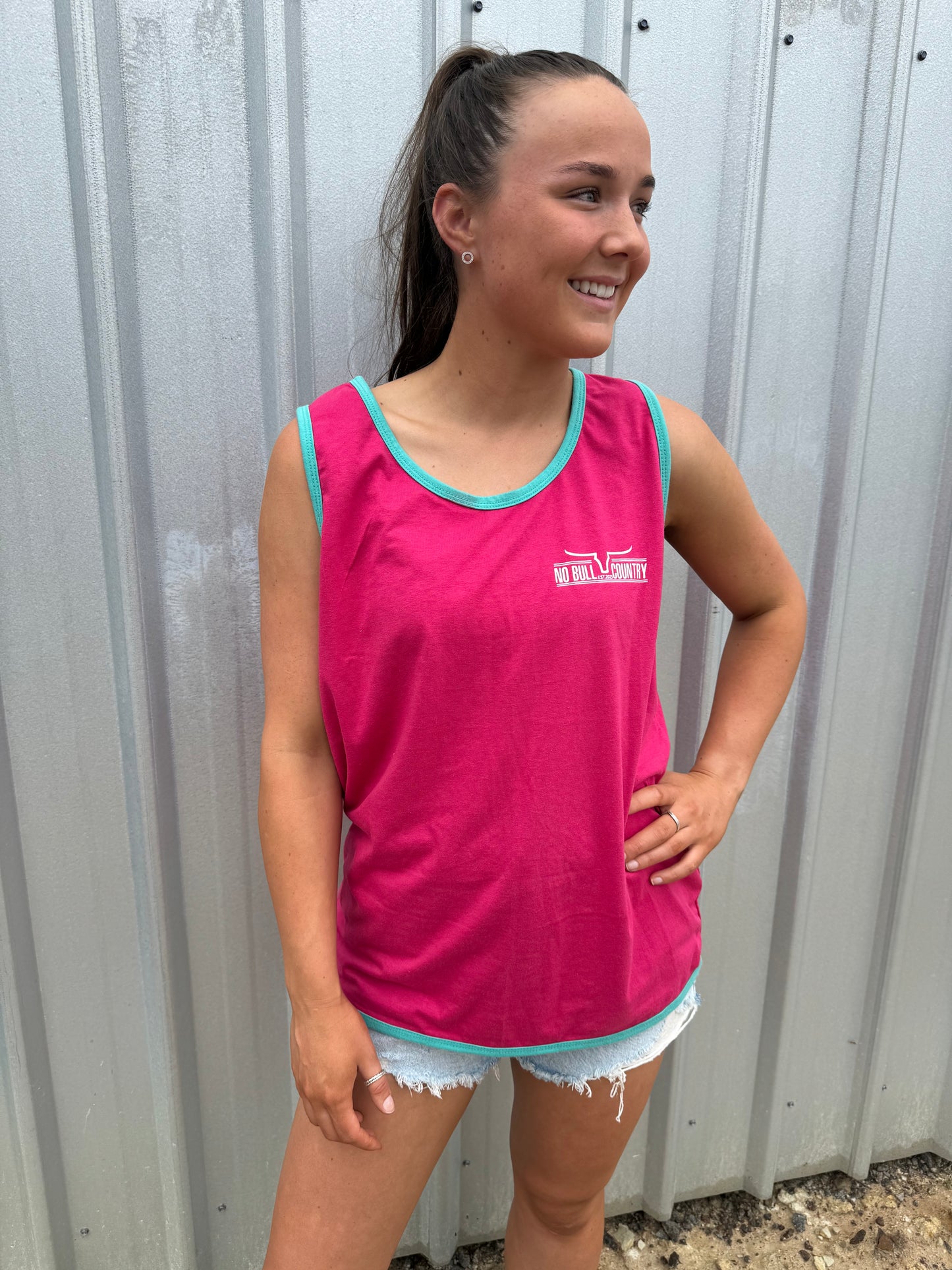 NBC Pink/Aqua Shearing Singlet