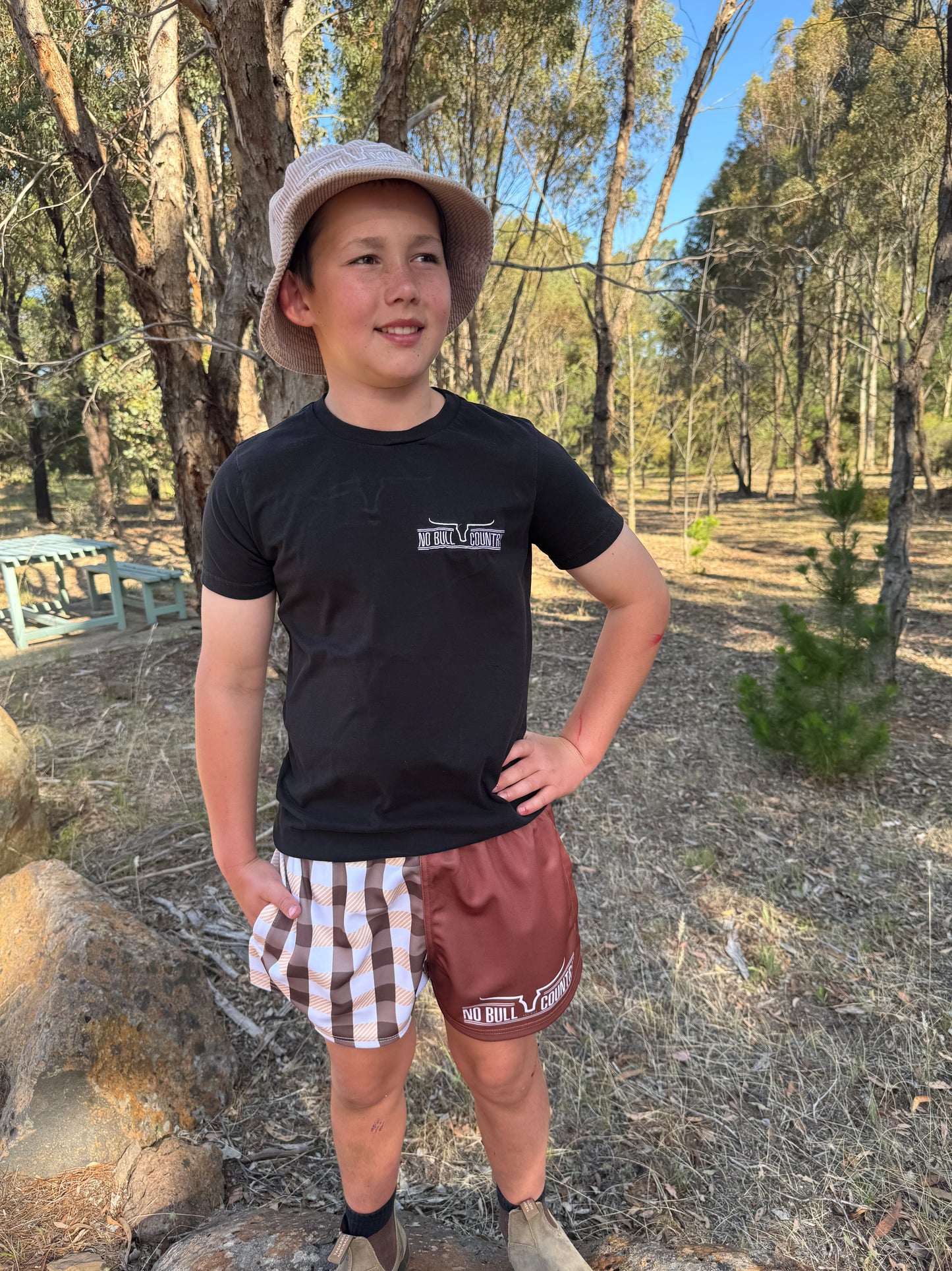 The Bailey Brown & Gingham Check Footy Shorts