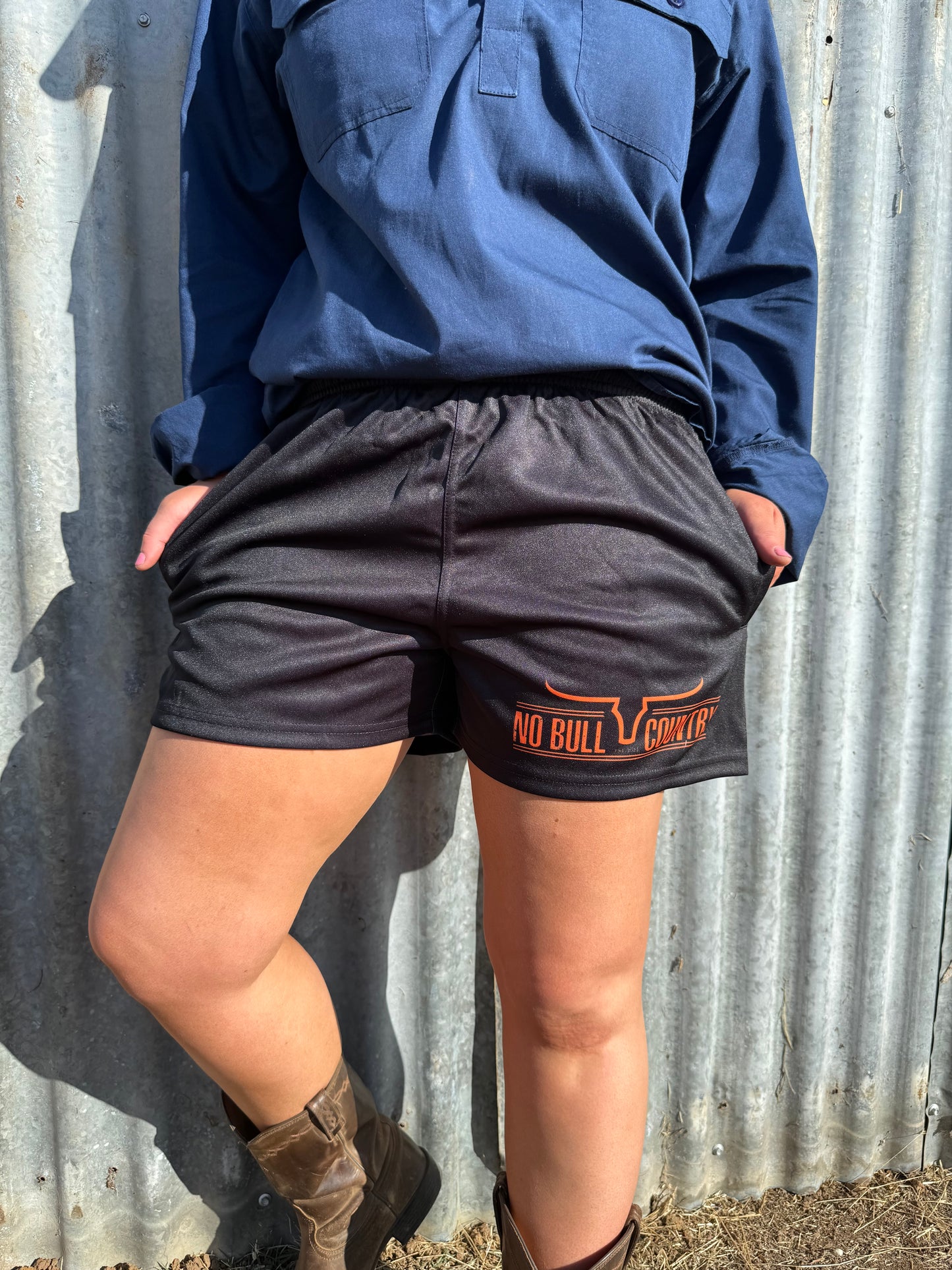 Moolort Footy Shorts Black/Orange