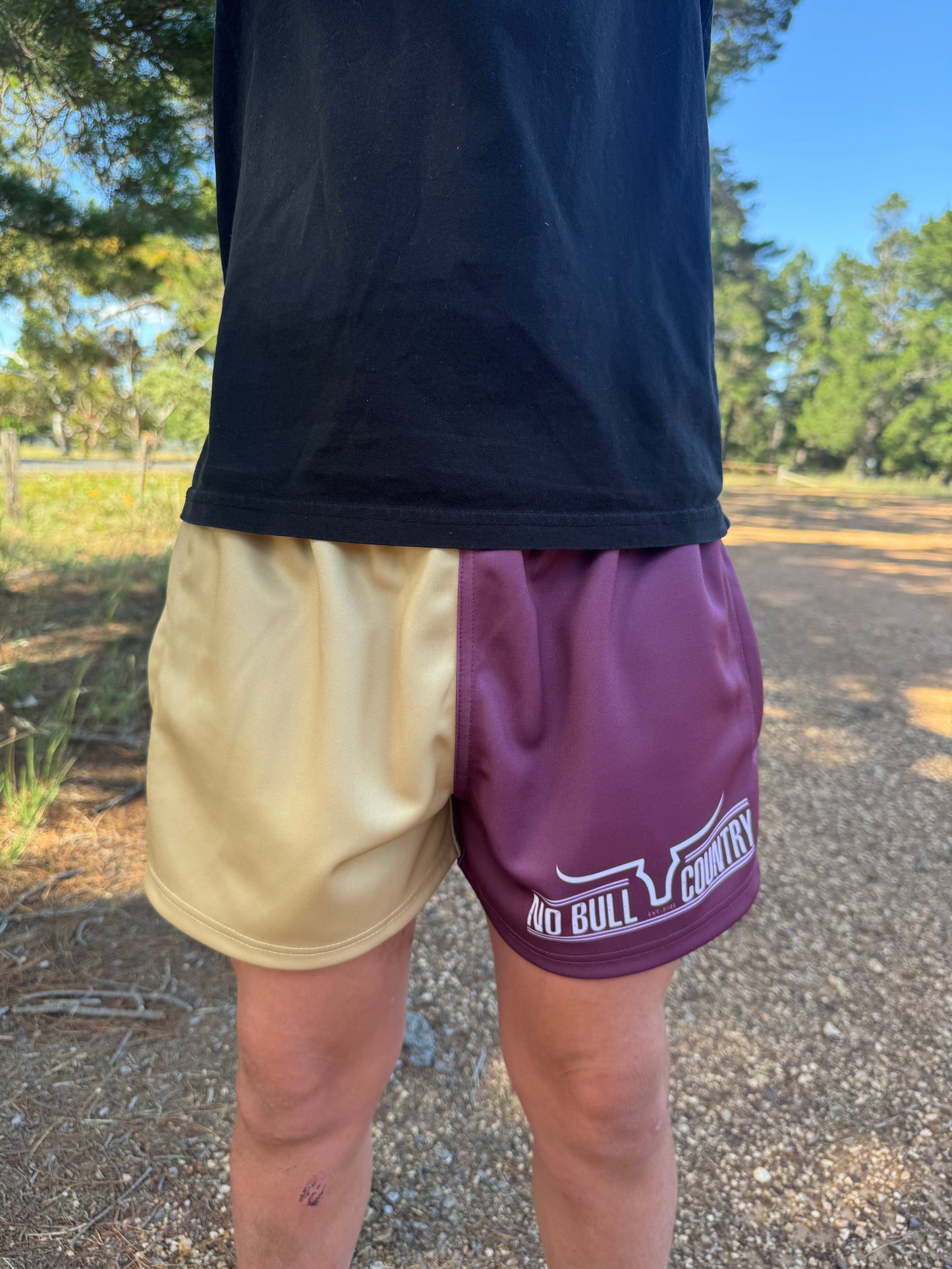 Maroon/Sand Footy Shorts
