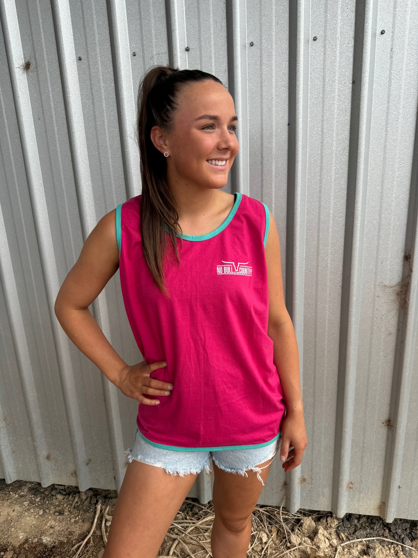 NBC Pink/Aqua Shearing Singlet