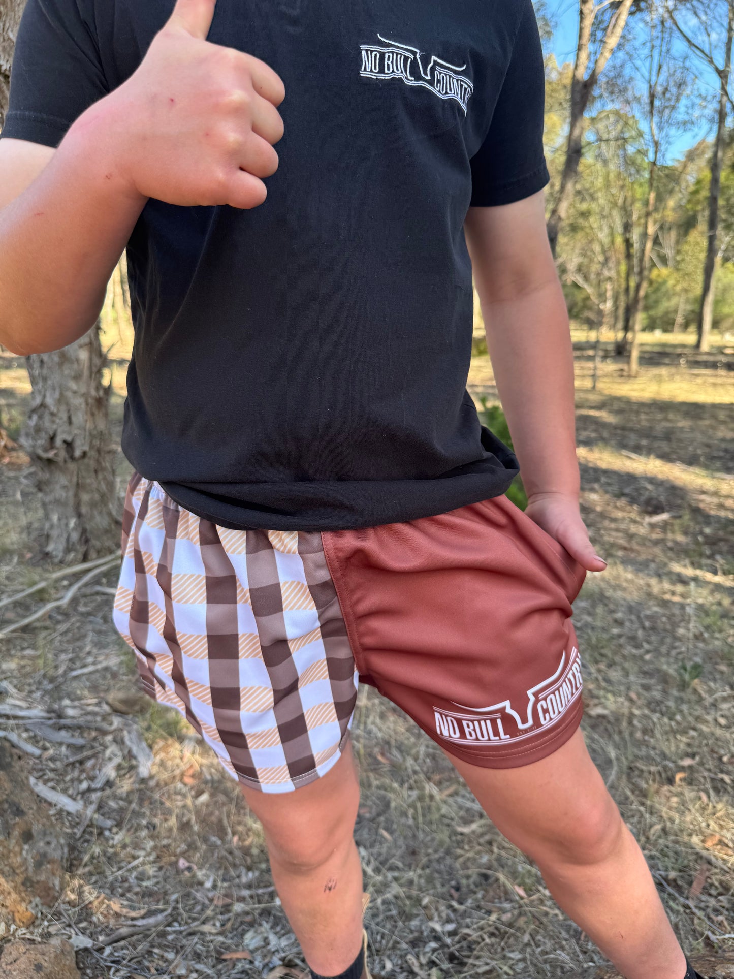 The Bailey Brown & Gingham Check Footy Shorts