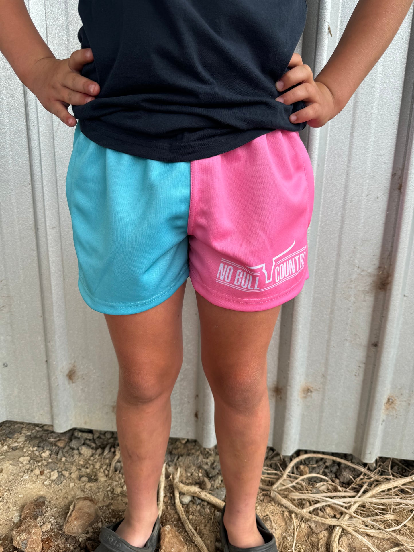 Moolort Kids Footy Shorts PINK/AQUA