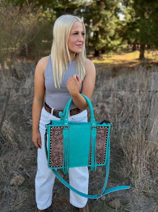 Ainsley Aqua Tote Bag A11