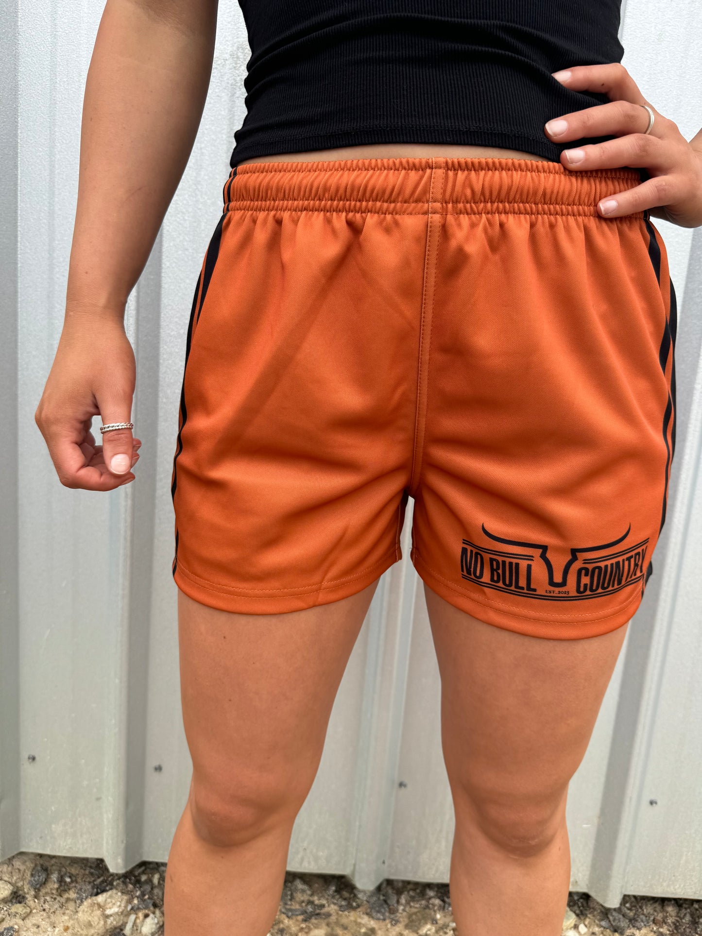 Moolort Footy Shorts Burnt Orange/Black