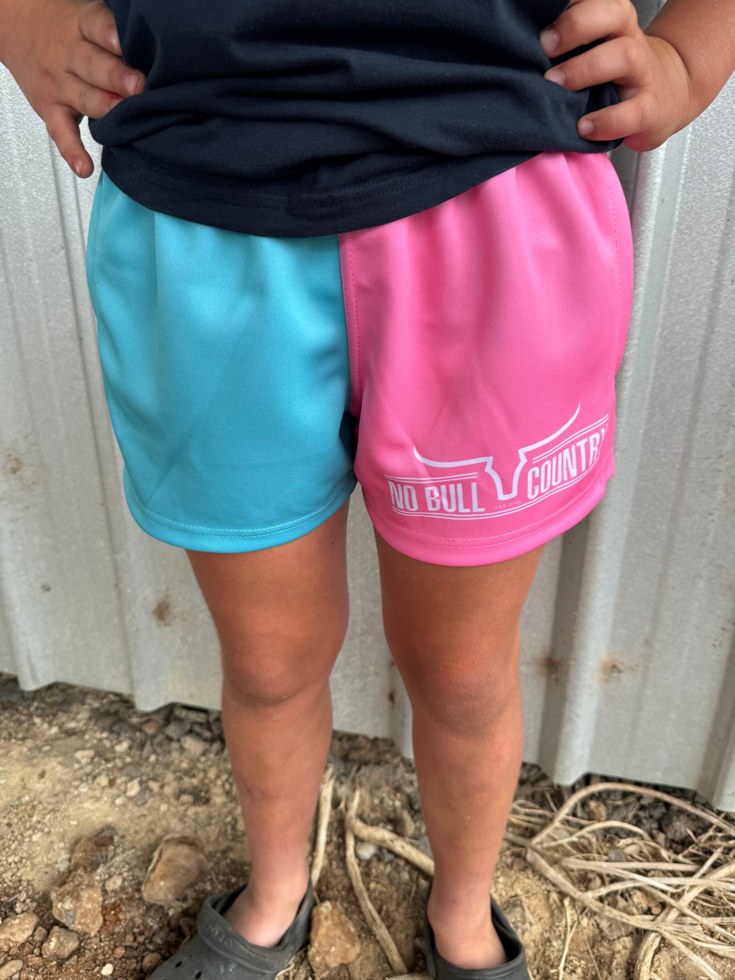 Moolort Kids Footy Shorts PINK/AQUA