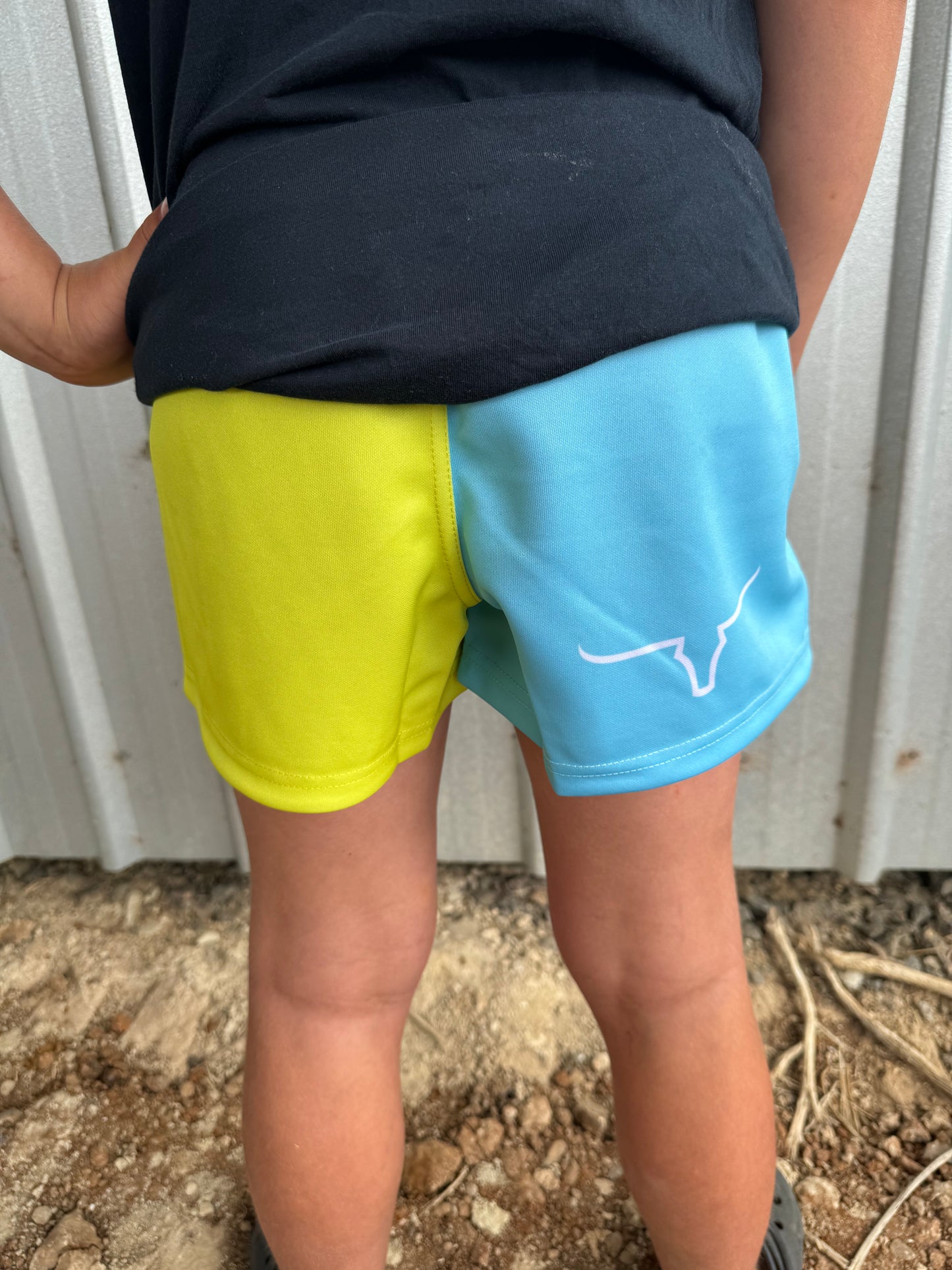 Moolort Kids Footy Shorts LIME/AQUA