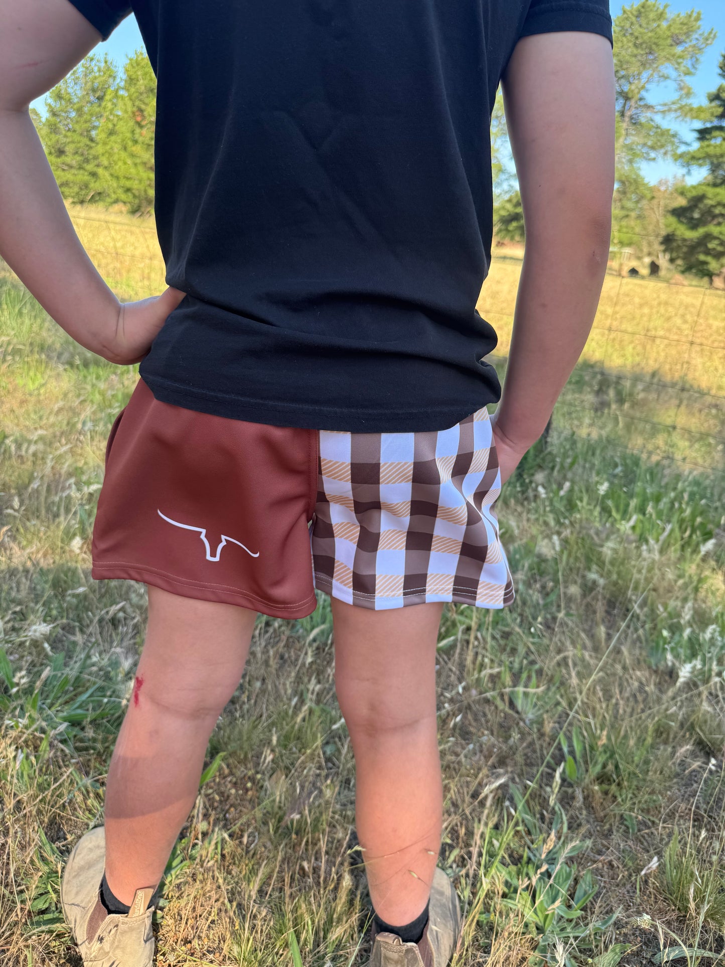 The Bailey Brown & Gingham Check Footy Shorts