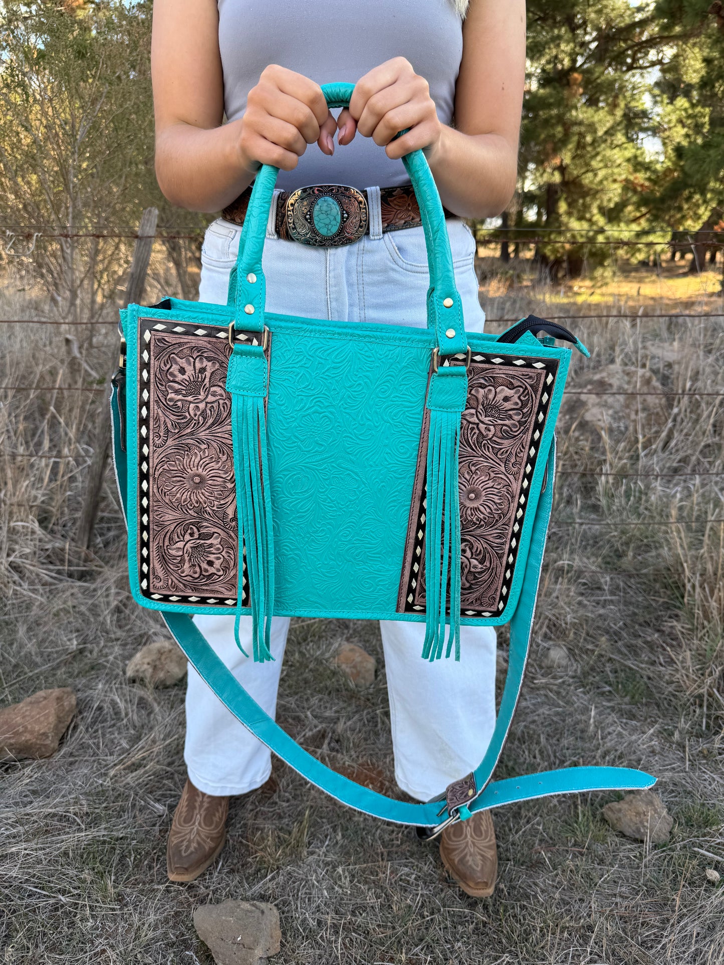 Ainsley Aqua Tote Bag
