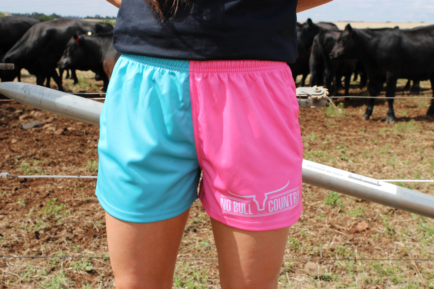 Moolort Footy Shorts Aqua/Pink