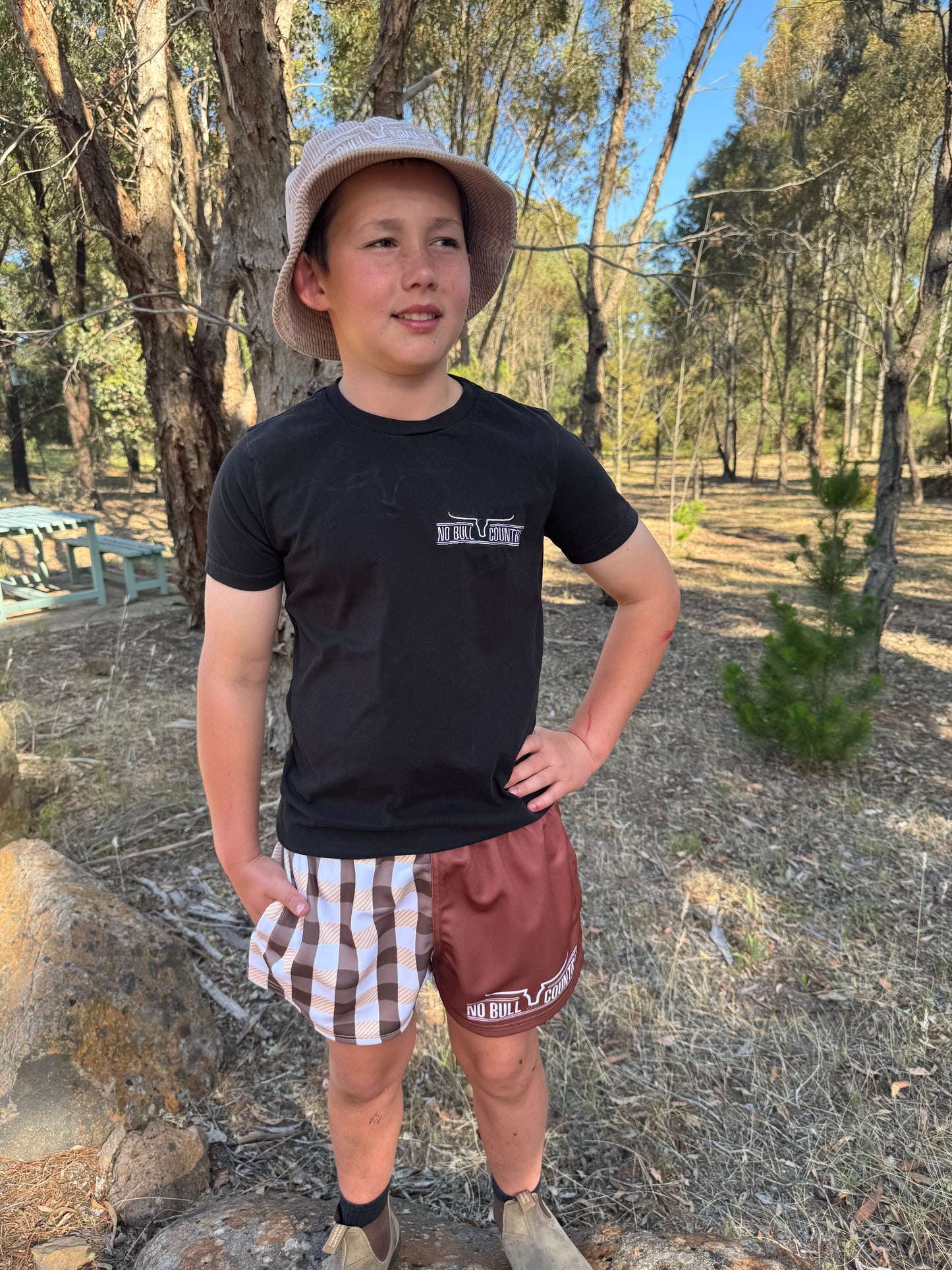 The Bailey Brown & Gingham Check Footy Shorts