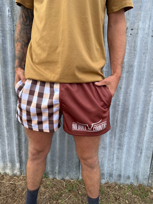 The Bailey Brown & Gingham Check Footy Shorts