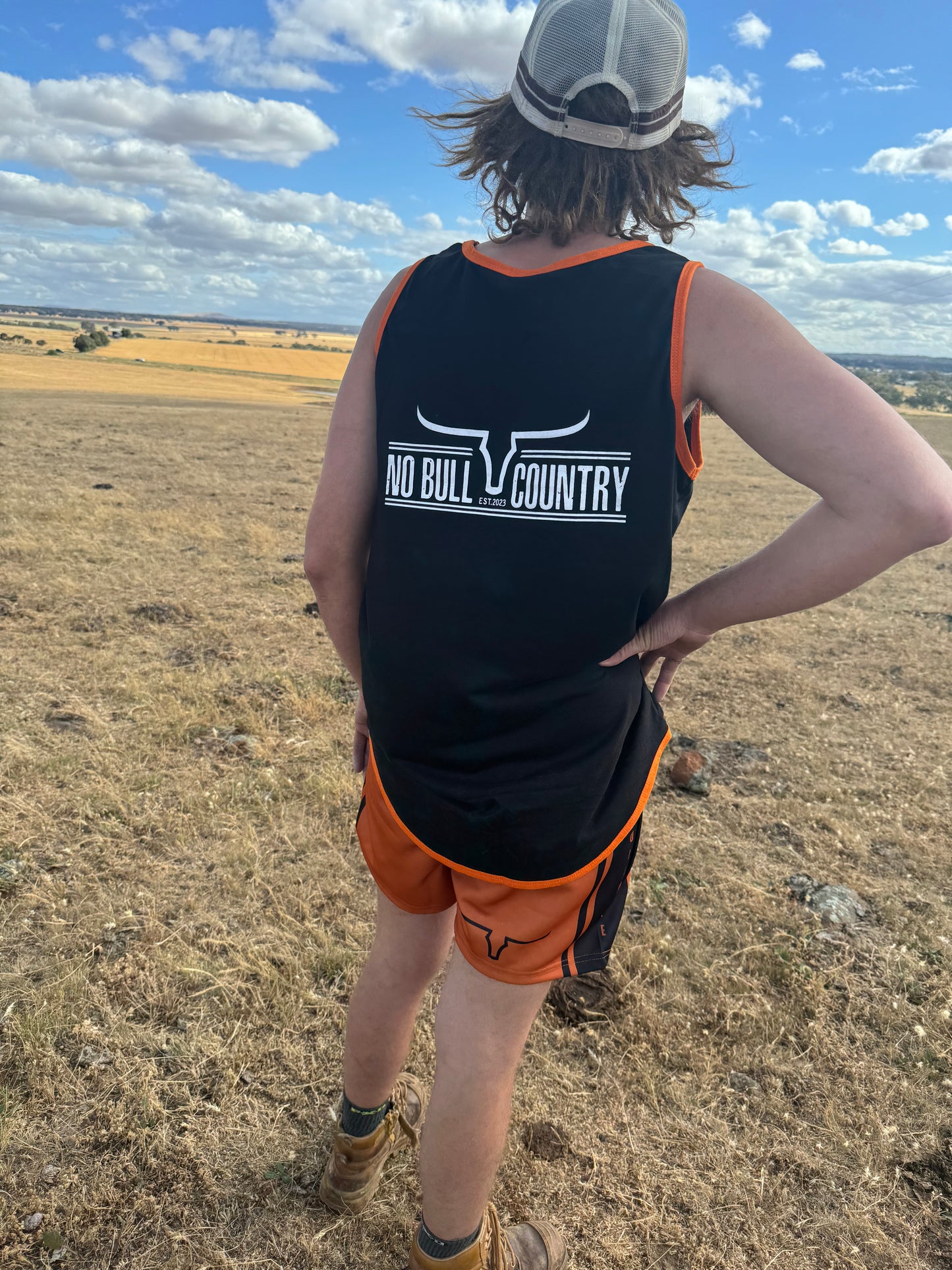 Moolort Footy Shorts Burnt Orange/Black