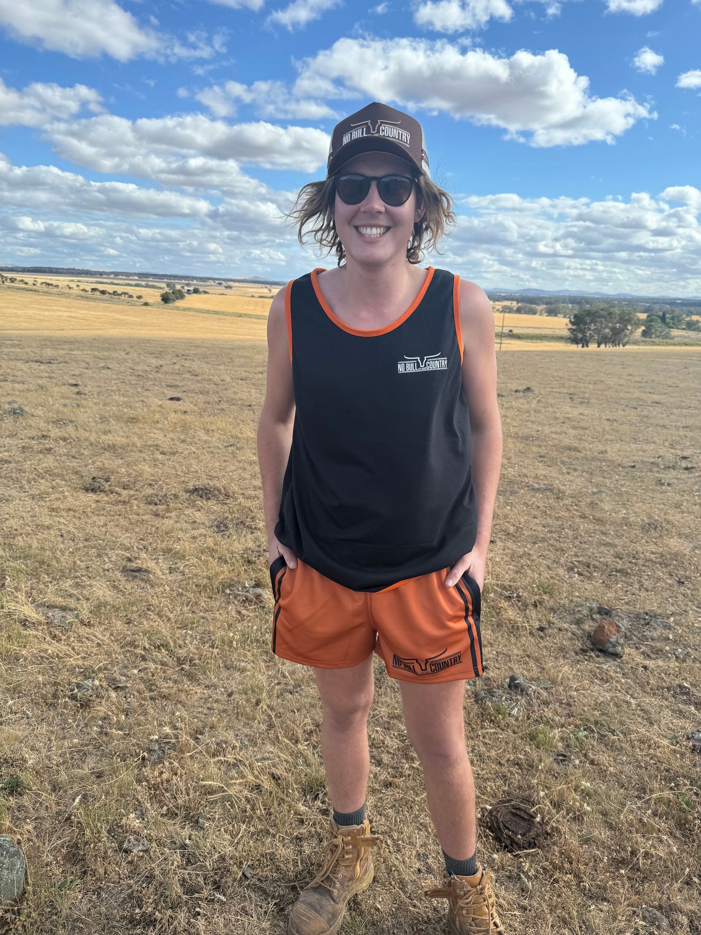 Moolort Footy Shorts Burnt Orange/Black