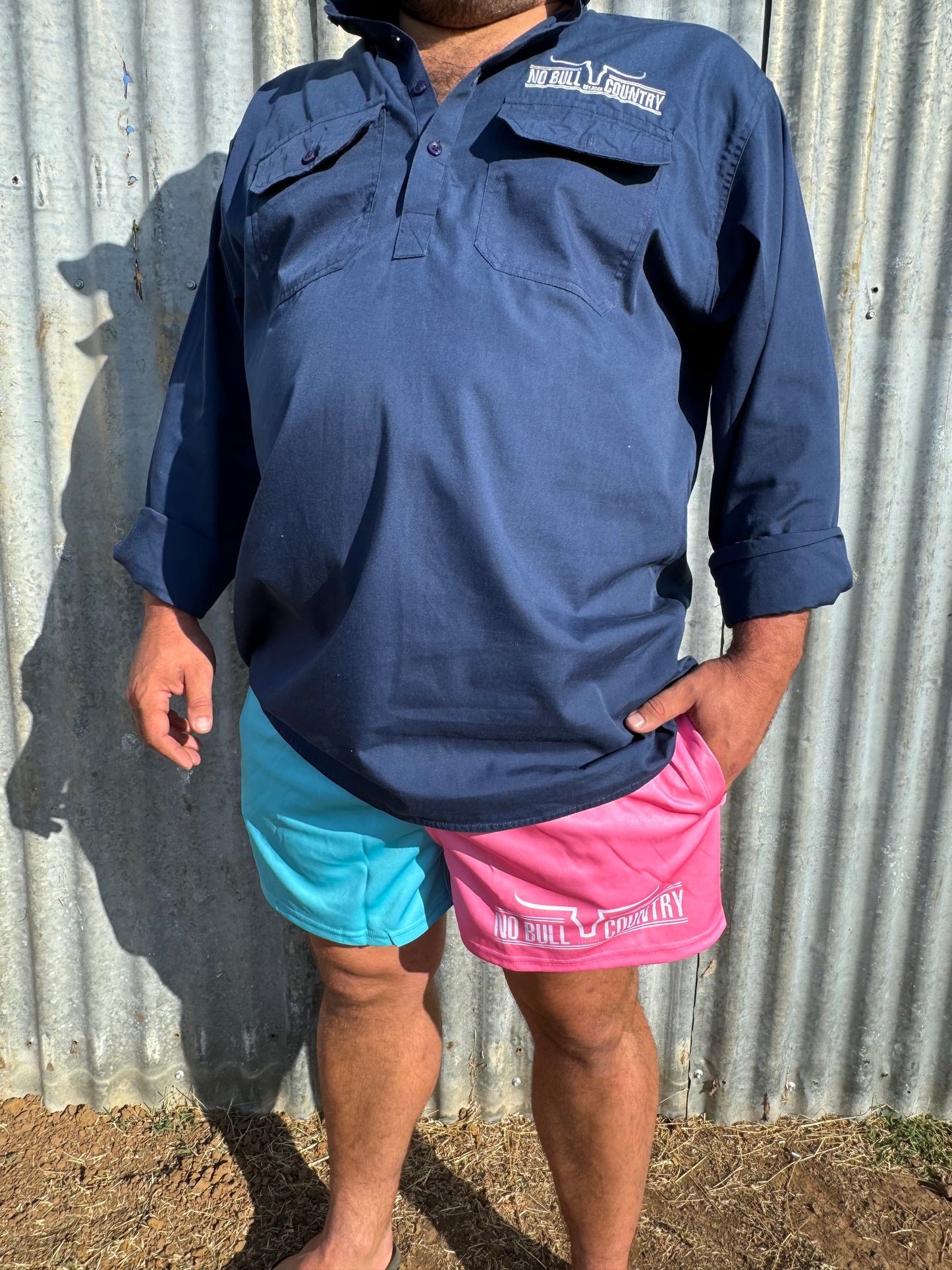 Moolort Footy Shorts Aqua/Pink