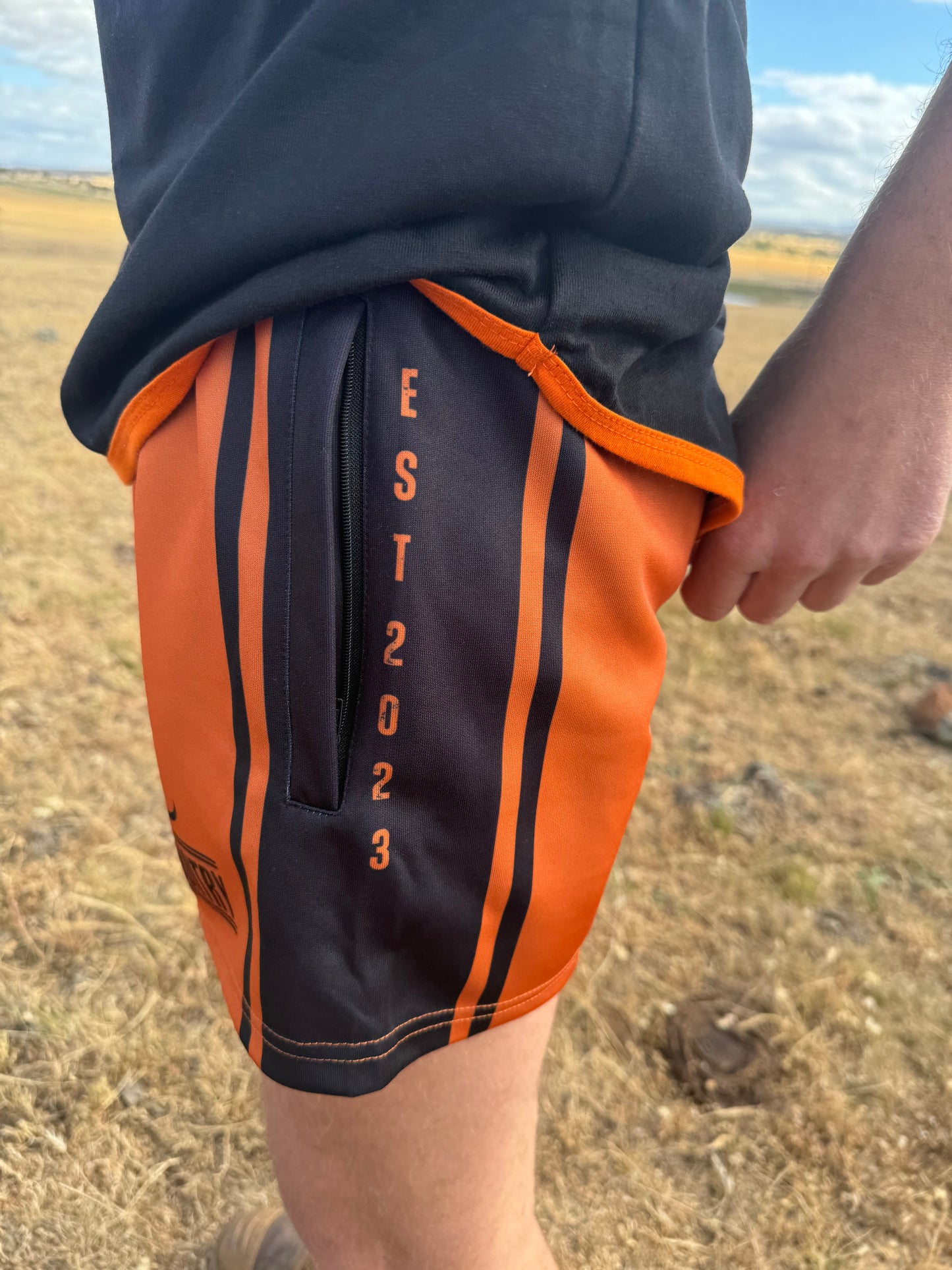 Moolort Footy Shorts Burnt Orange/Black