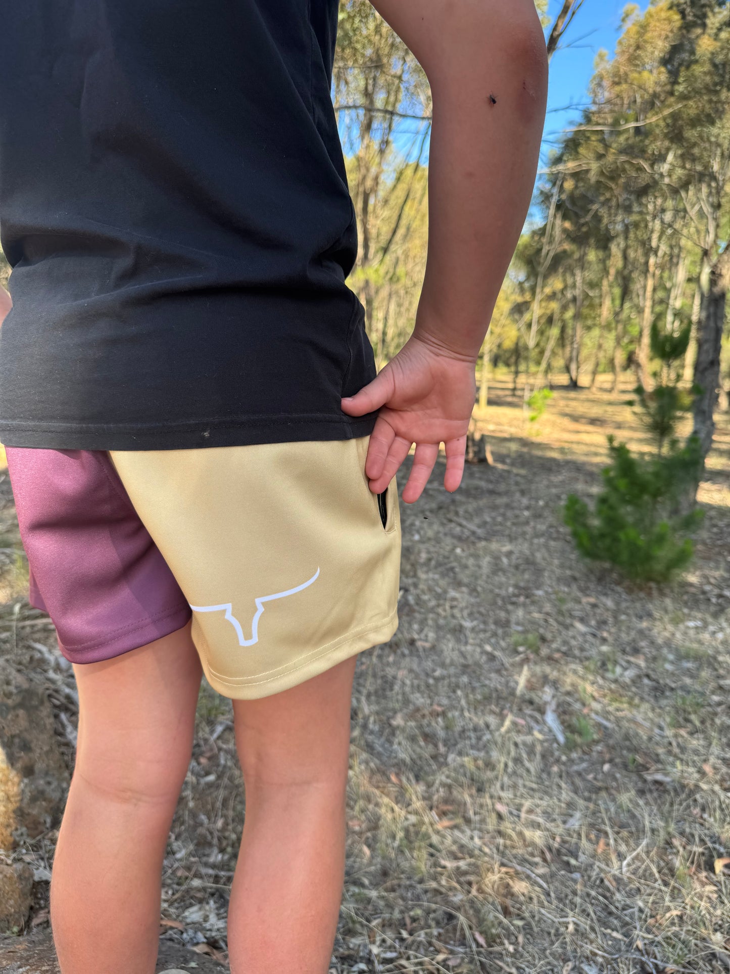 Maroon/Sand Footy Shorts