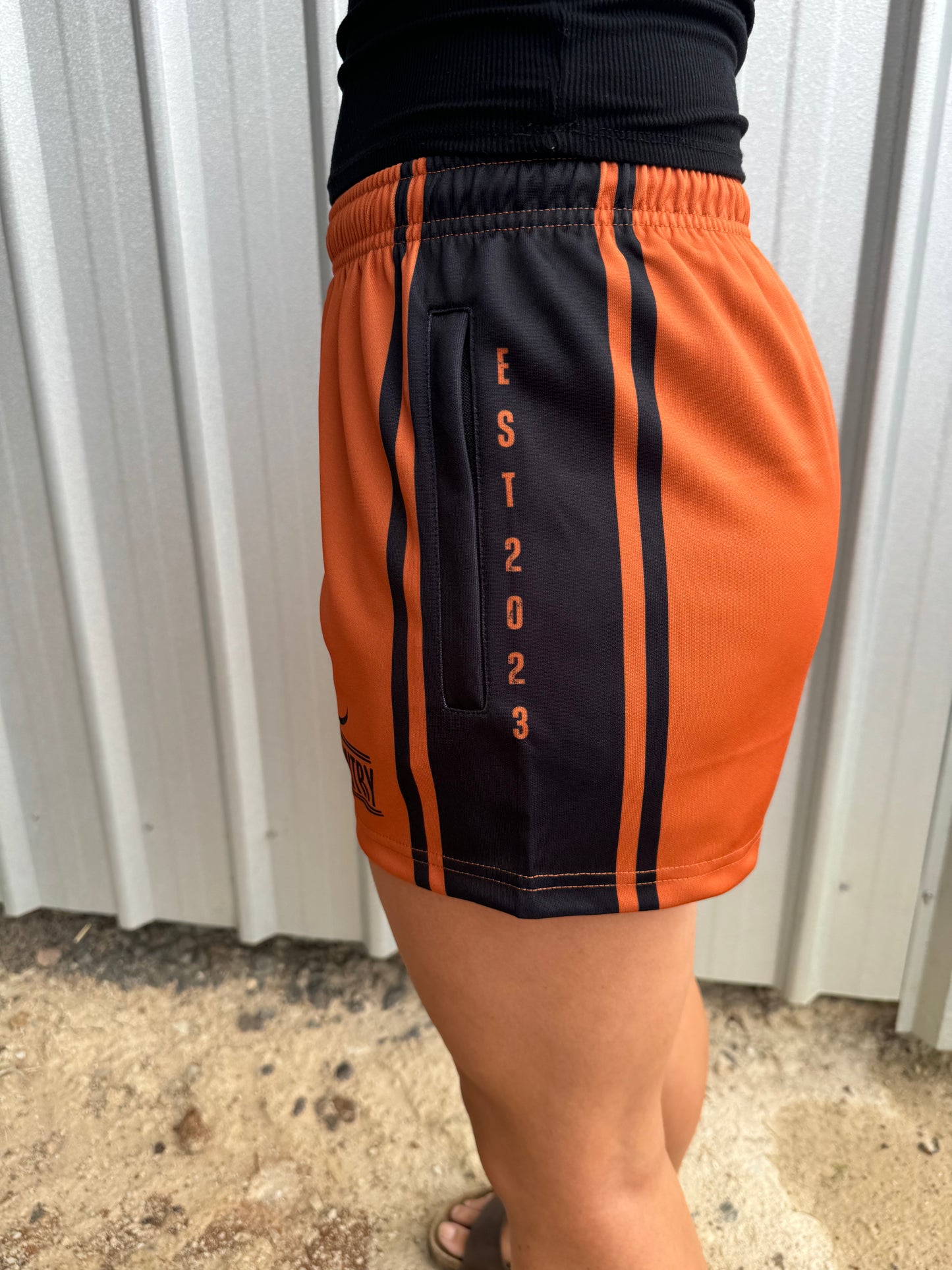 Moolort Footy Shorts Burnt Orange/Black