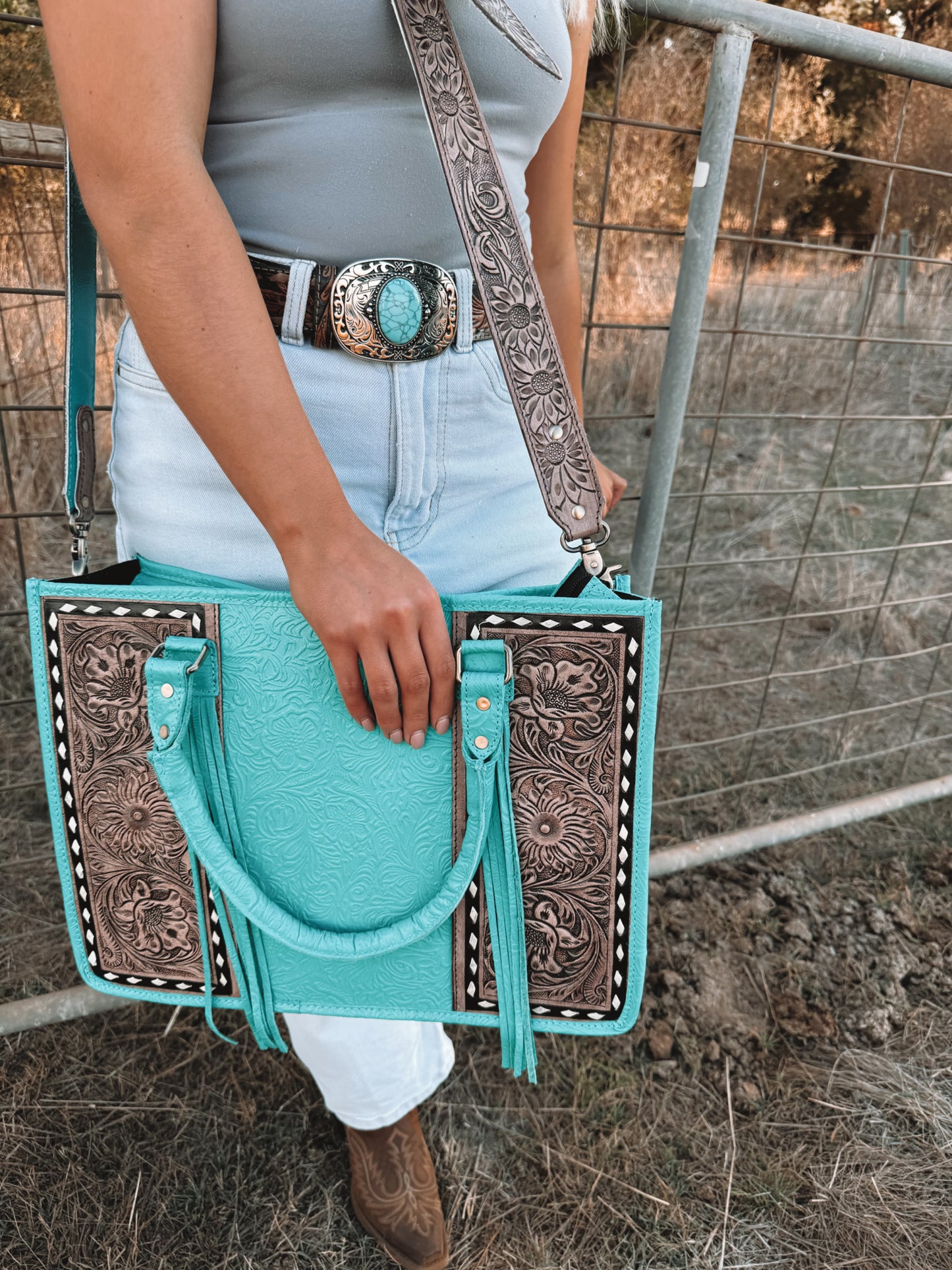 Ainsley Aqua Tote Bag