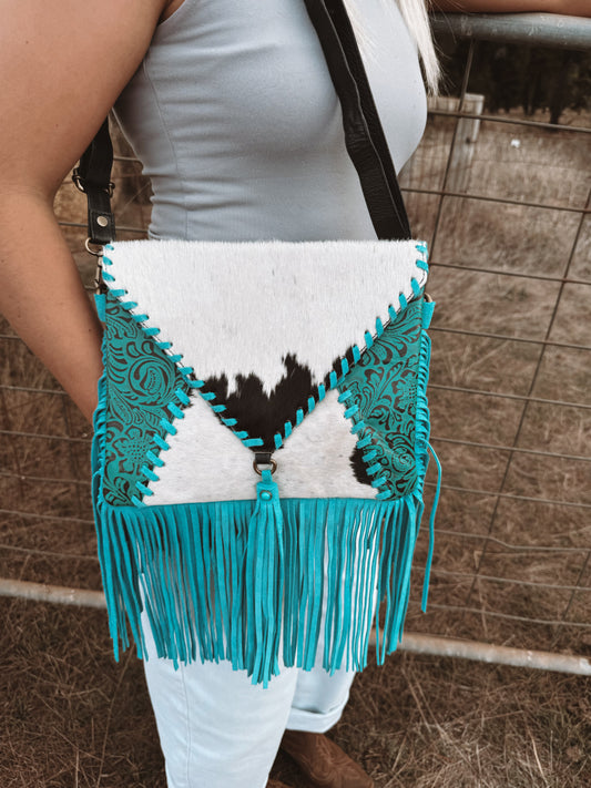 Tully Cowhide Bag White/Black SB116