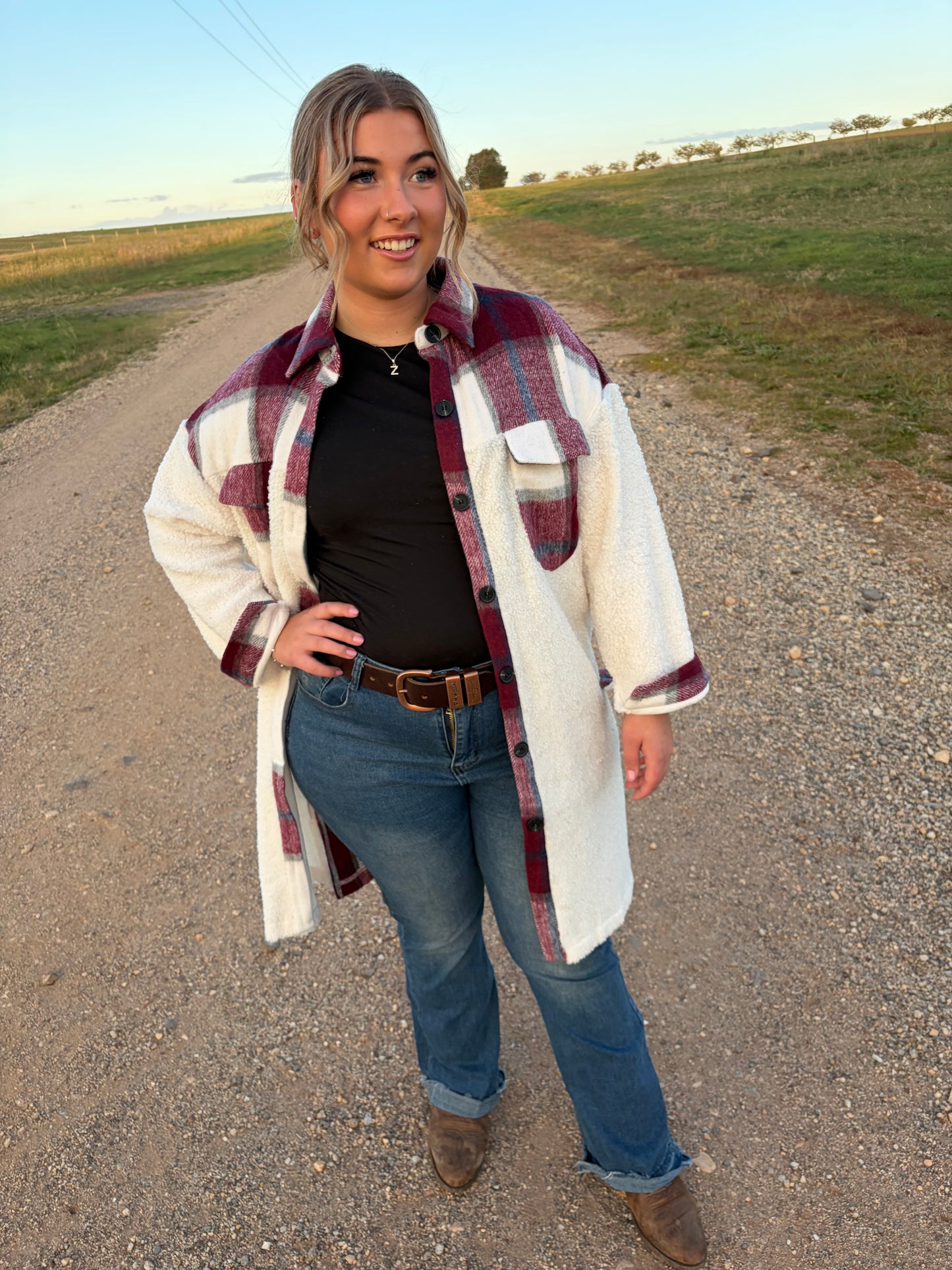 Ella Long Shacket Wine