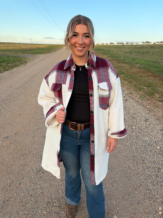 Ella Long Shacket Wine