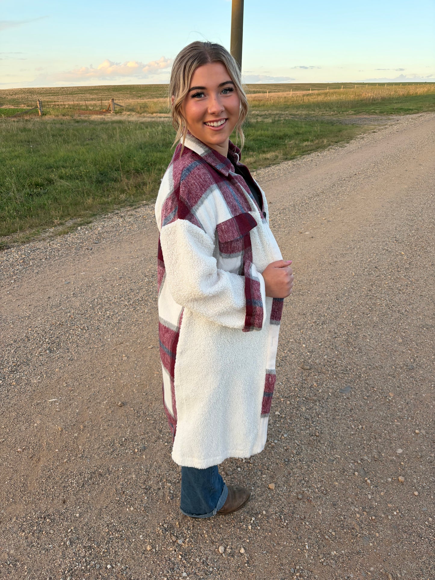 Ella Long Shacket Wine