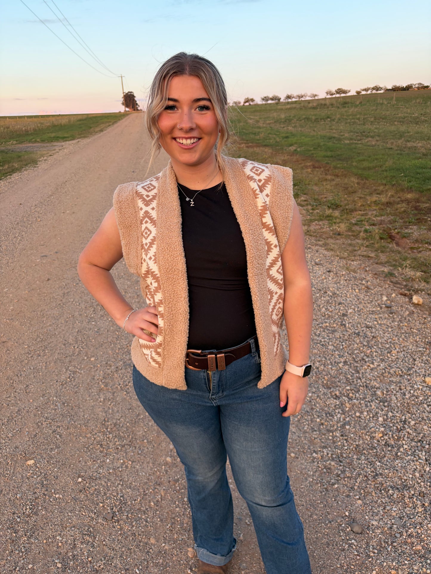 Lainey Aztec Vest Beige