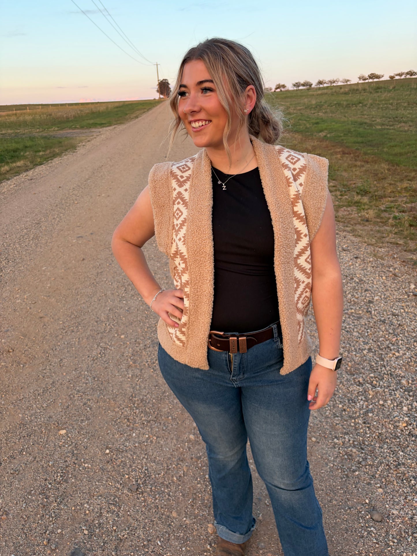 Lainey Aztec Vest Beige