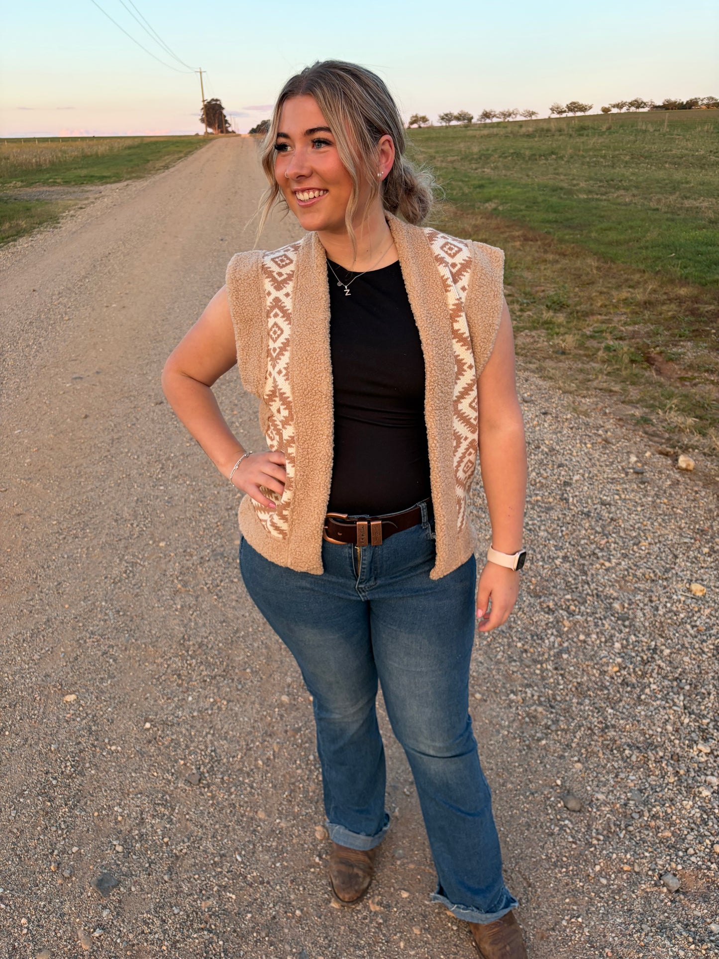 Lainey Aztec Vest Beige