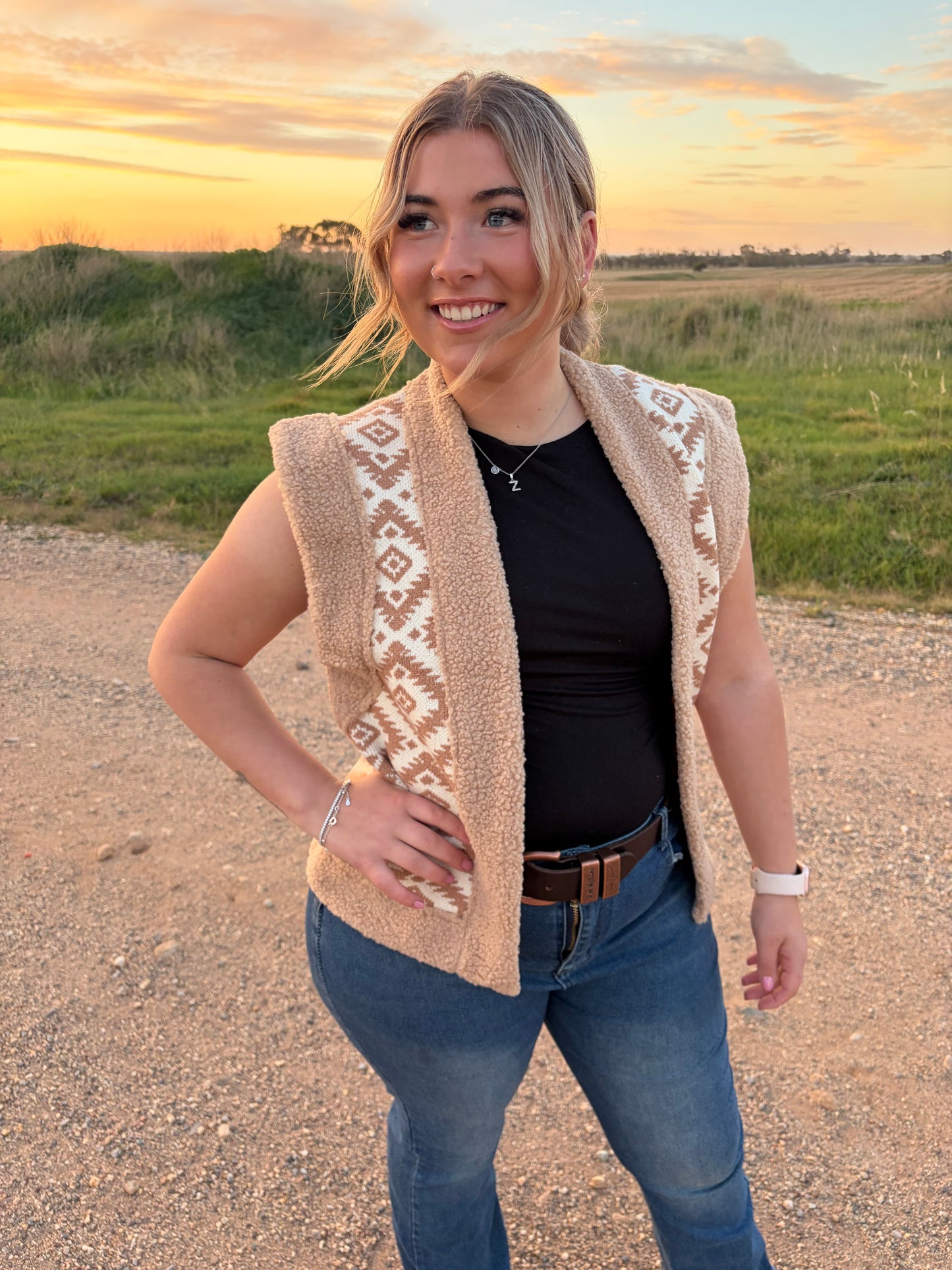 Lainey Aztec Vest Beige