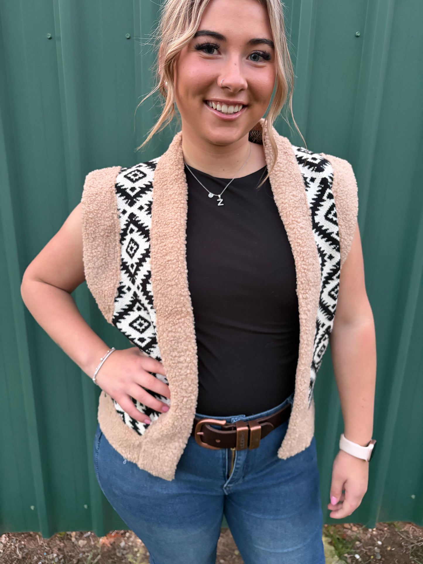 Lainey Aztec Vest Black