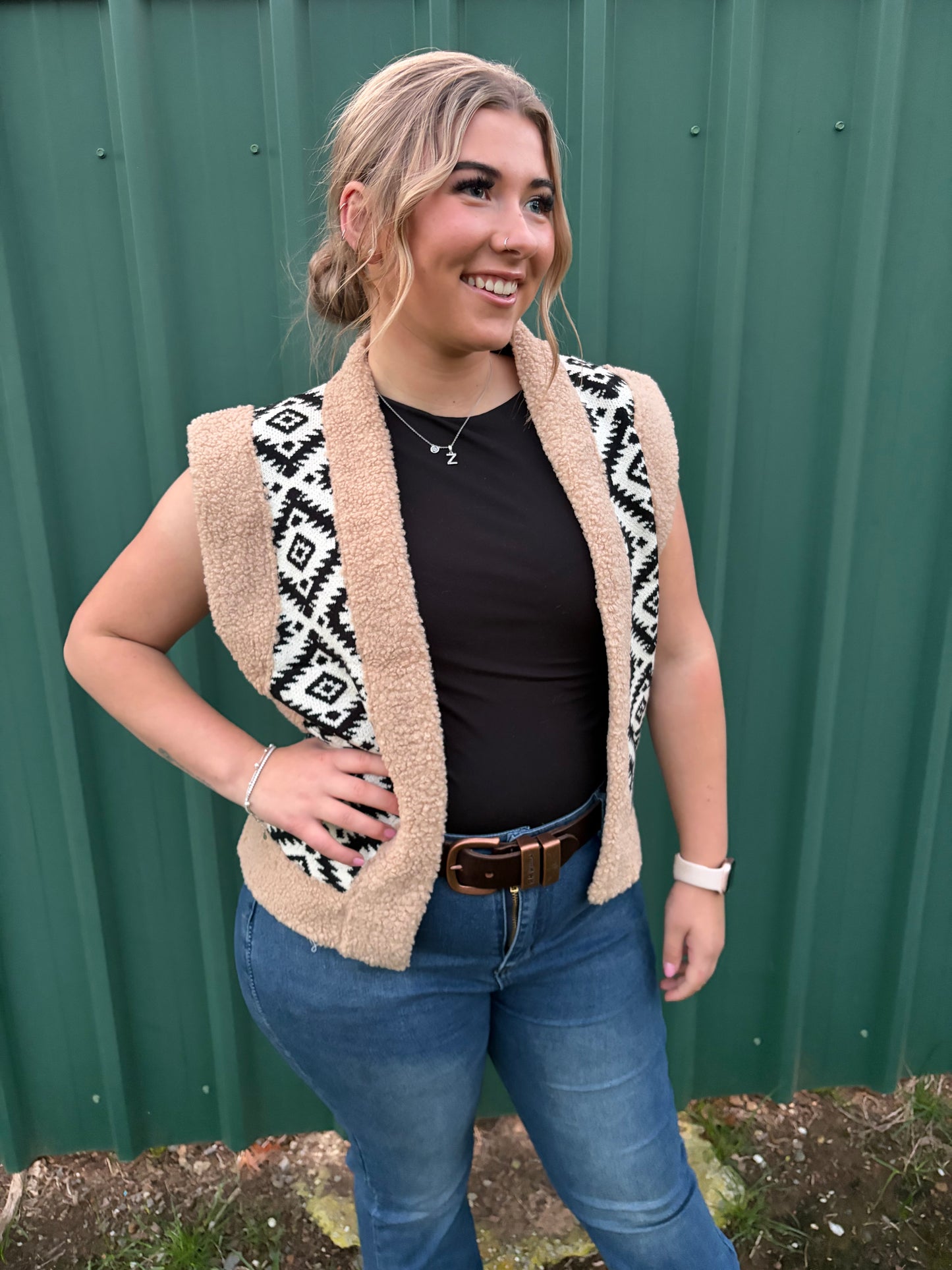 Lainey Aztec Vest Black